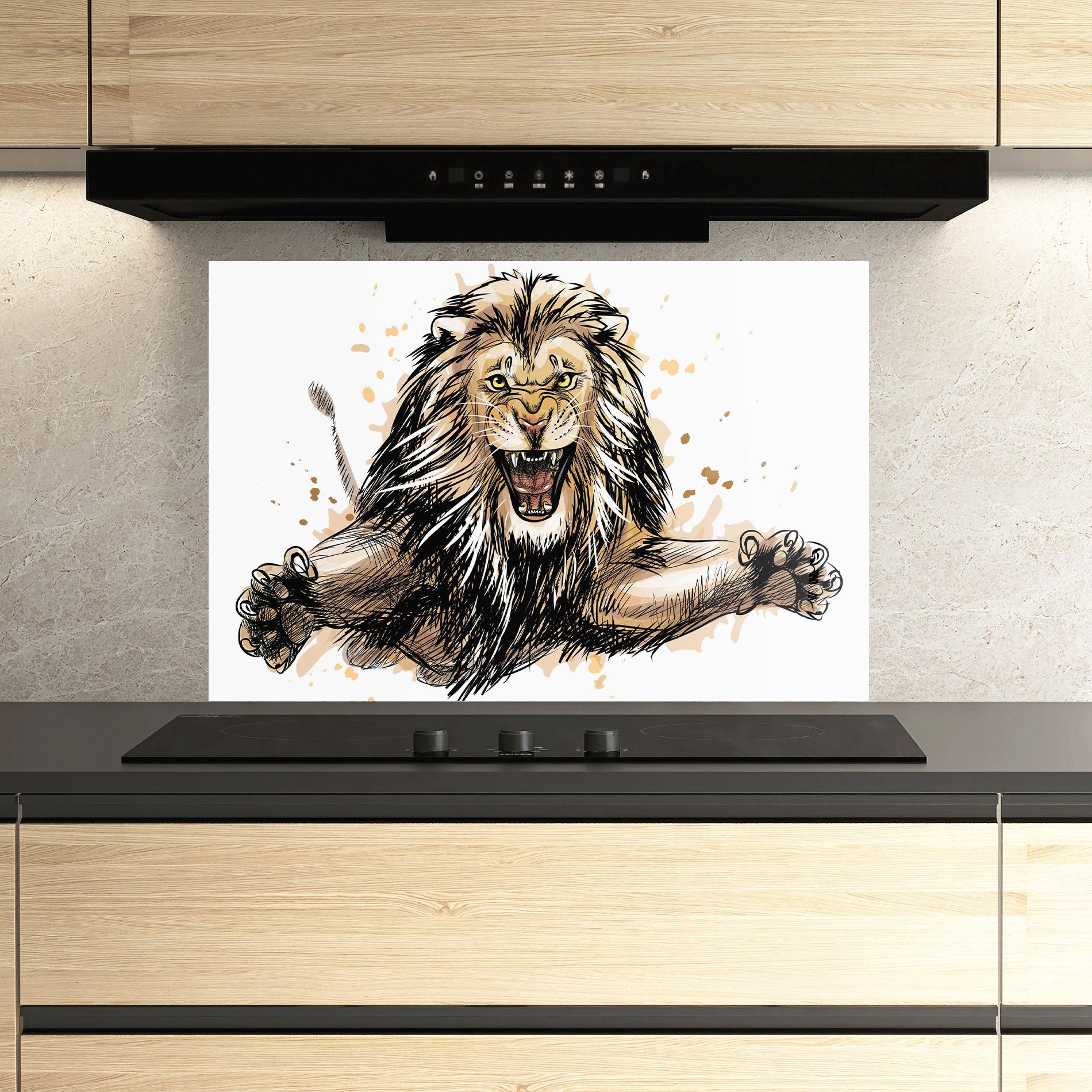 Panel Szklany do Kuchni Lion Jump mockup 3