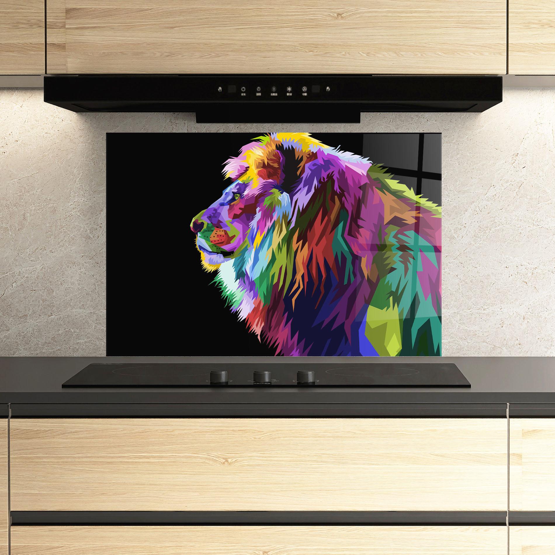 Panel Szklany do Kuchni Lion Standing mockup 3