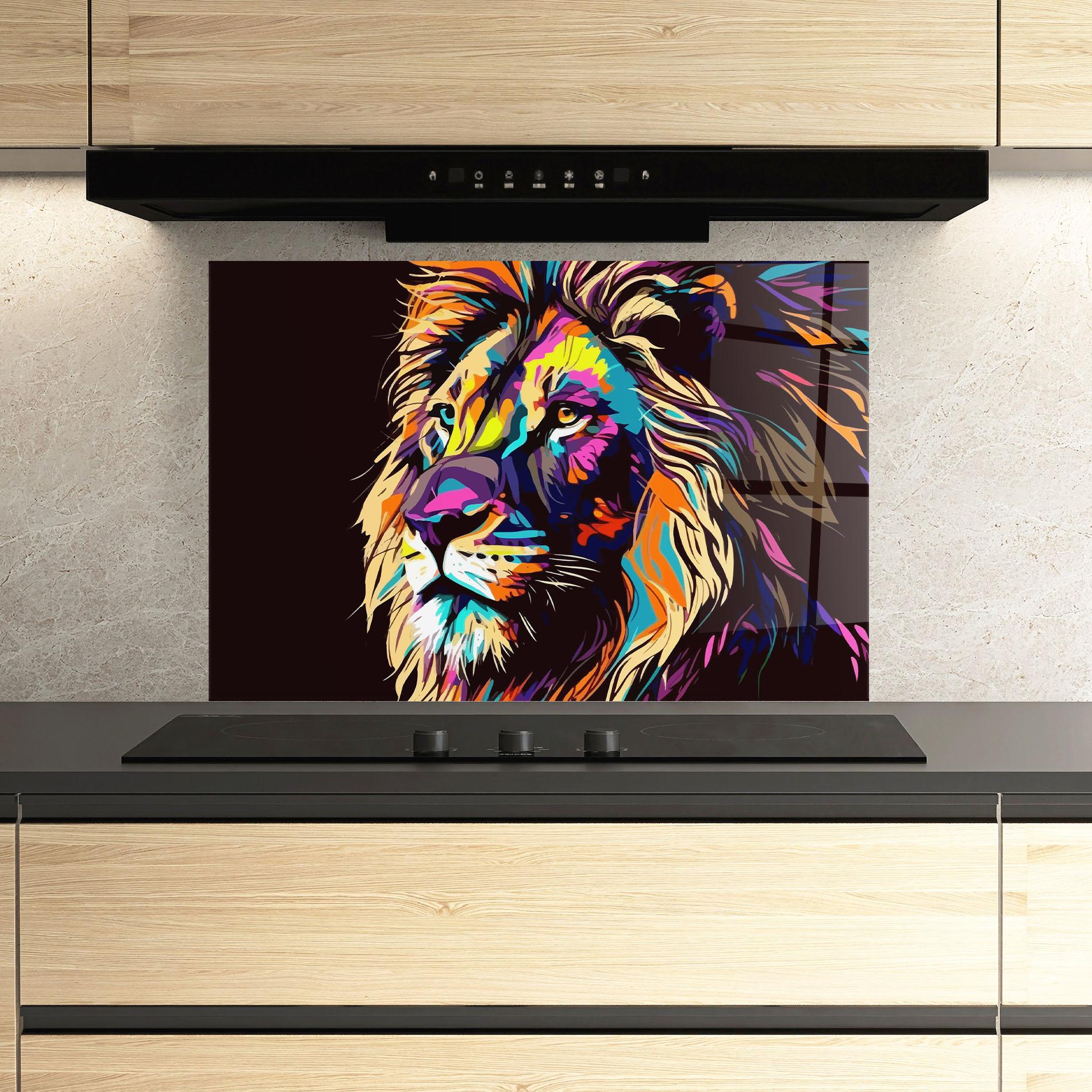 Panel Szklany do Kuchni Purple Orange Lion mockup 3