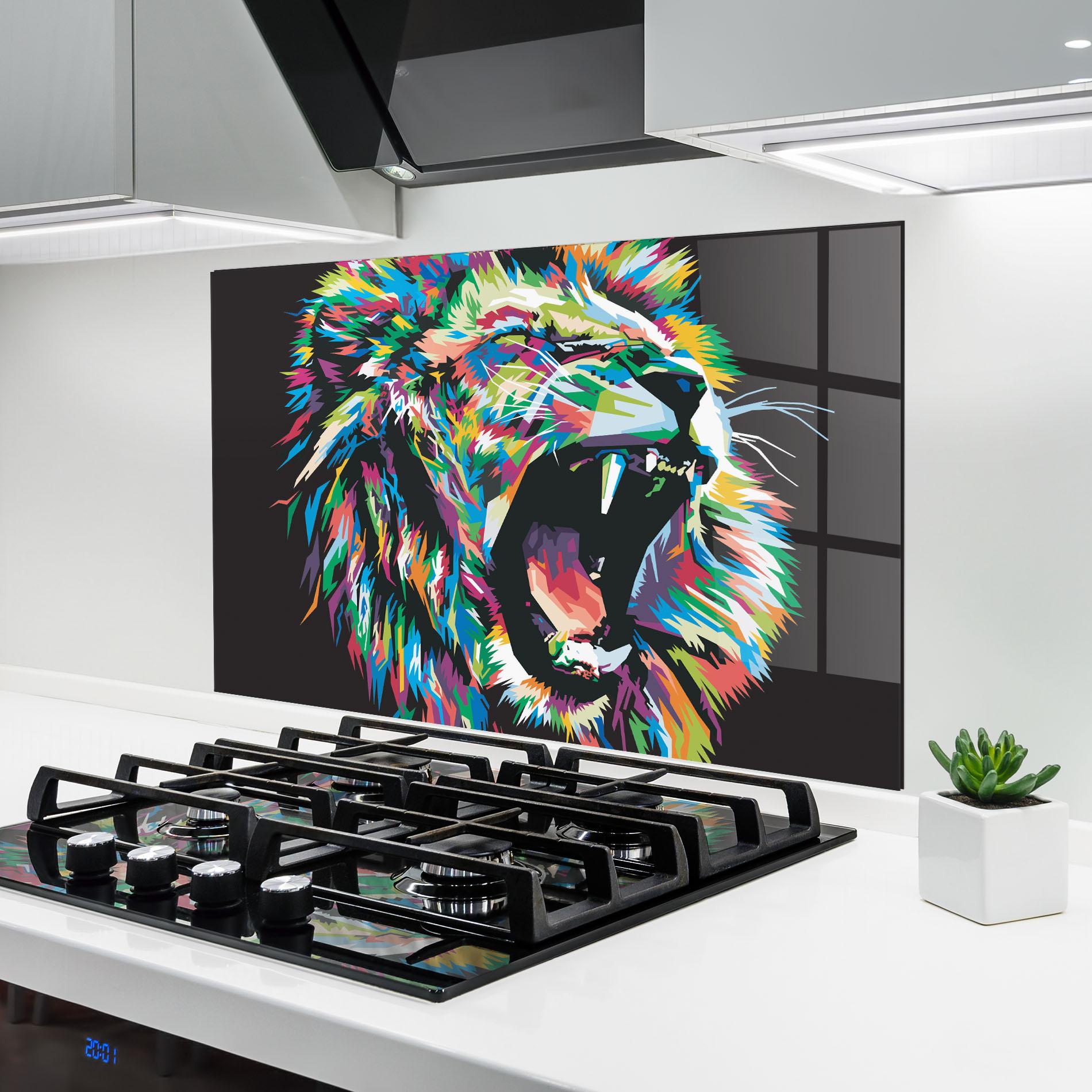 Panel Szklany do Kuchni Green Blue Lion mockup 6