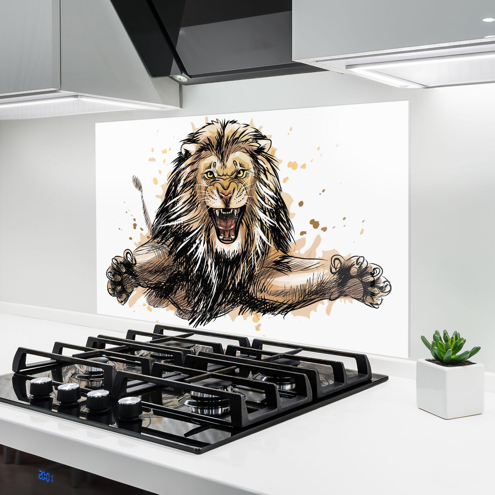 Panel Szklany do Kuchni Lion Jump mockup 6