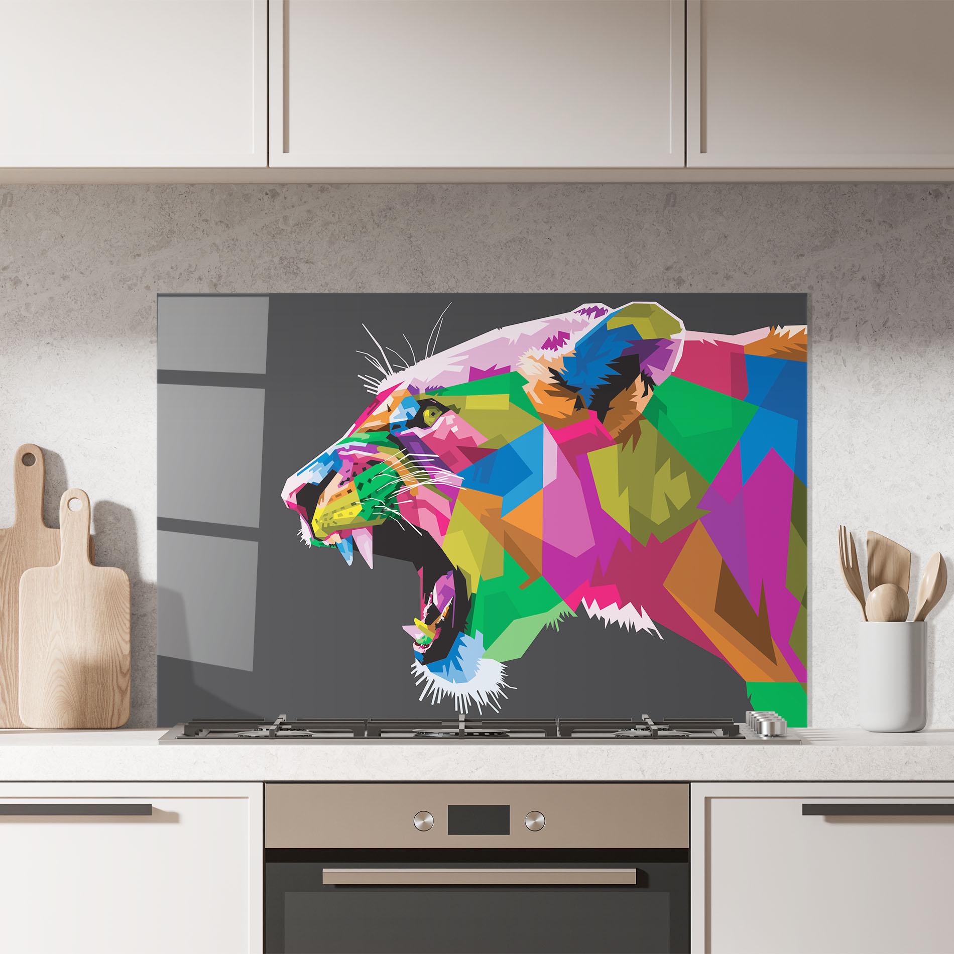 Panel Szklany do Kuchni Female Lion Head mockup 7