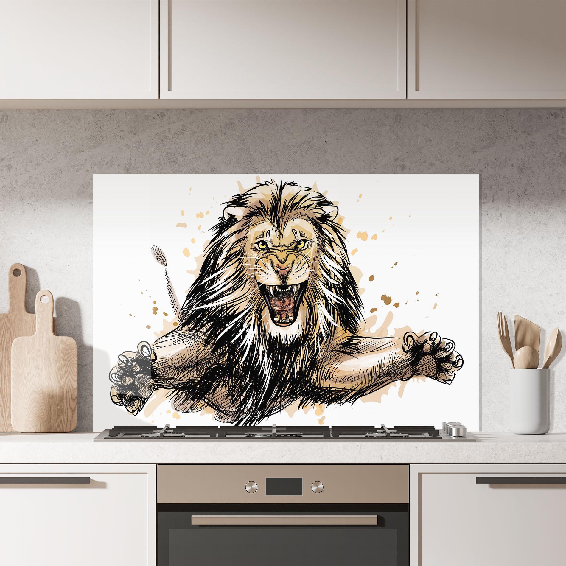Panel Szklany do Kuchni Lion Jump mockup 7