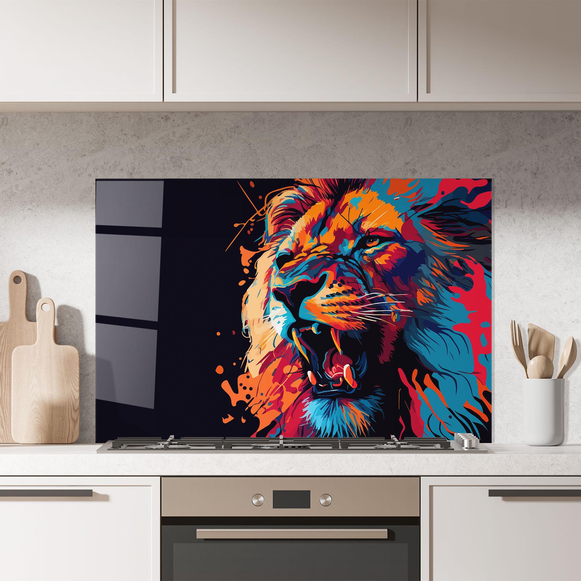 Panel Szklany do Kuchni Orange Red Lion mockup 7