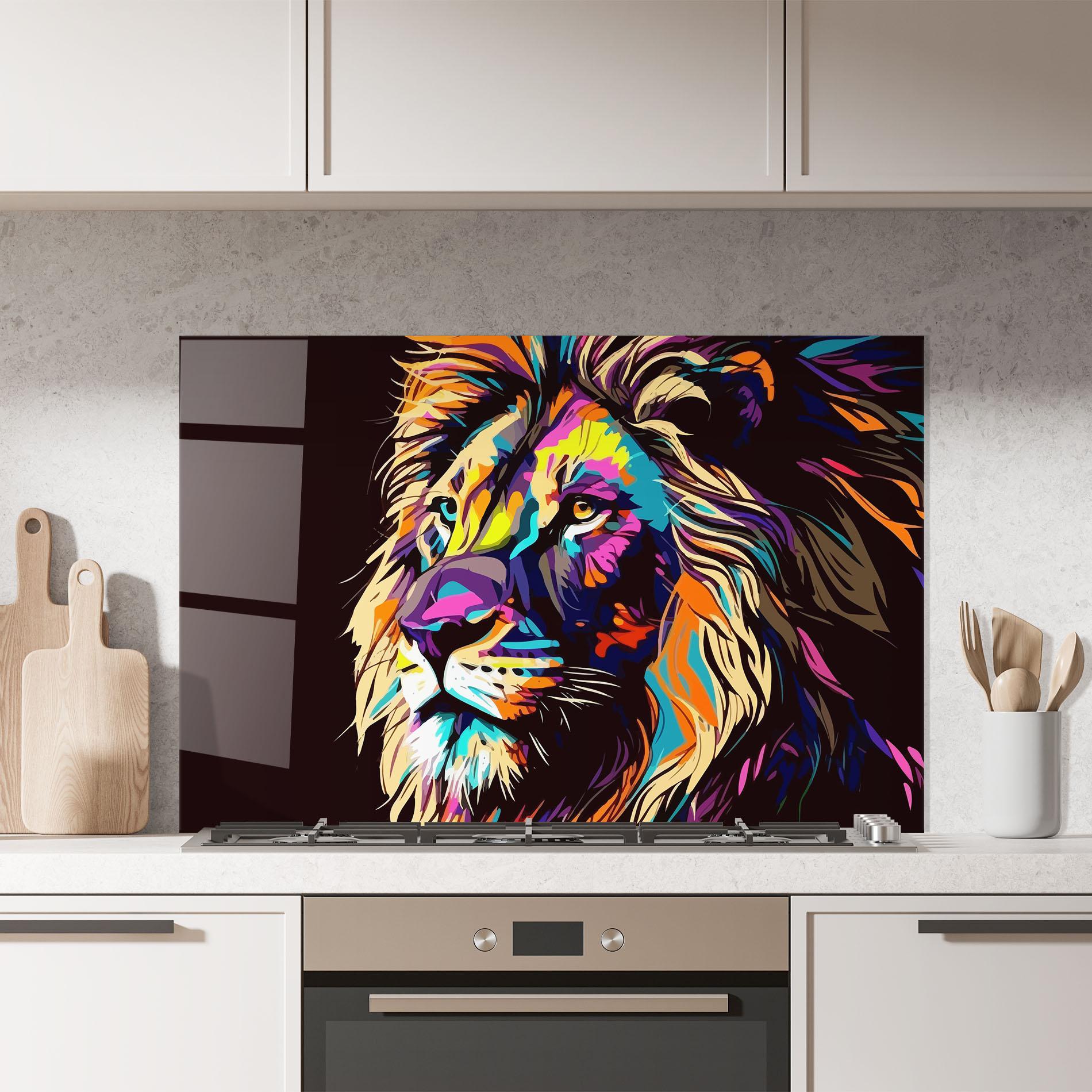 Panel Szklany do Kuchni Purple Orange Lion mockup 7