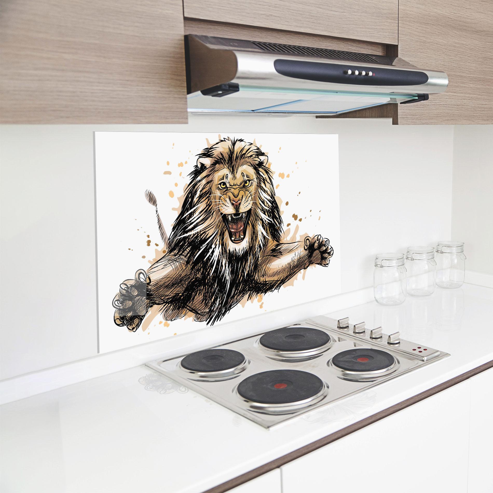 Panel Szklany do Kuchni Lion Jump mockup 8