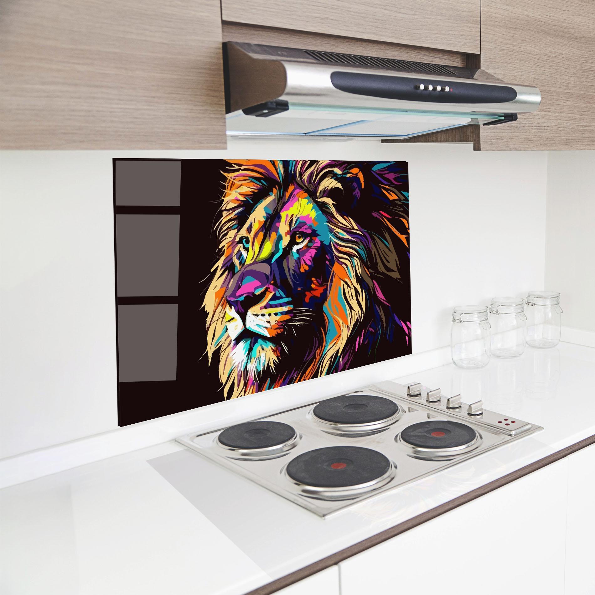 Panel Szklany do Kuchni Purple Orange Lion mockup 8