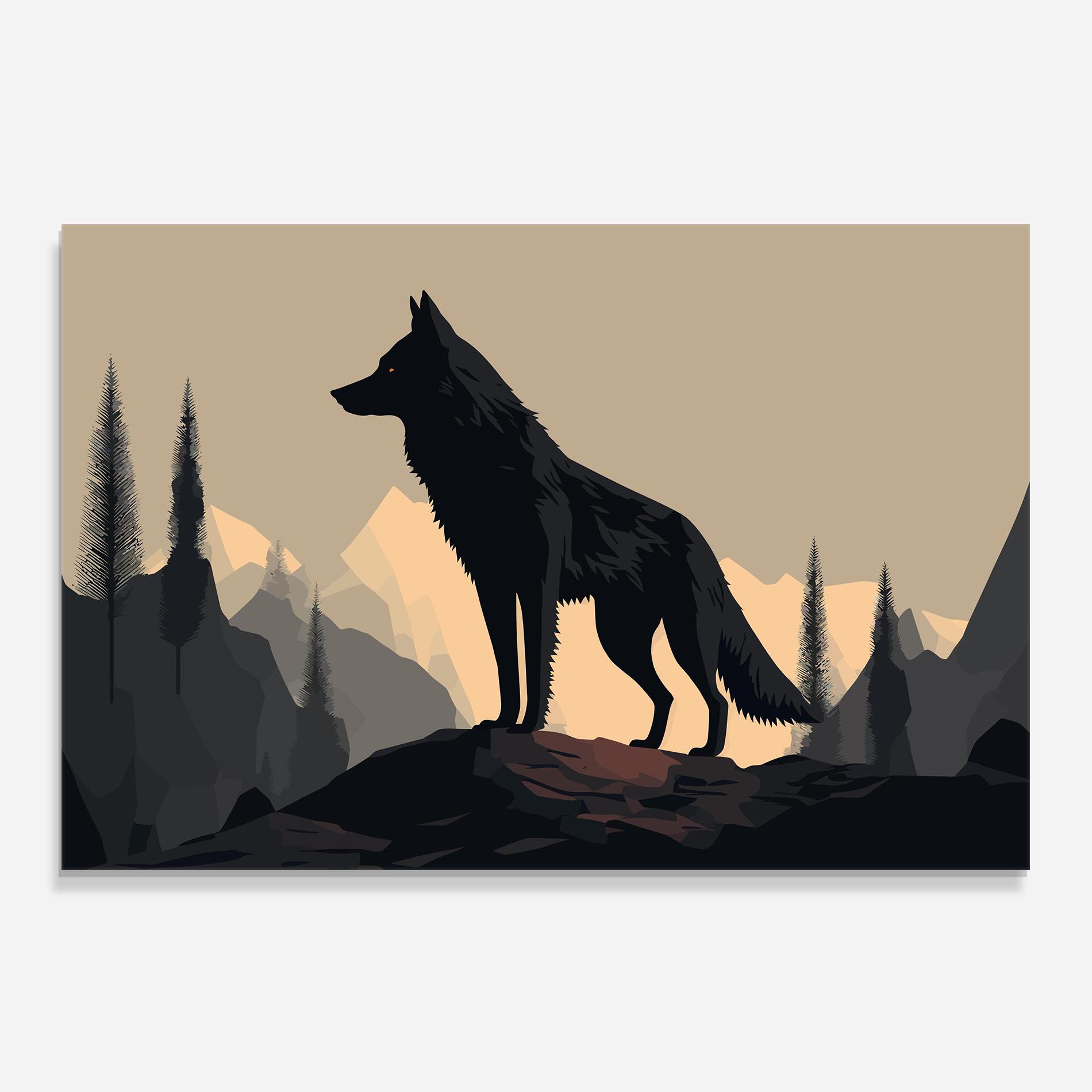 Panel Szklany do Kuchni Black Wolf mockup 0