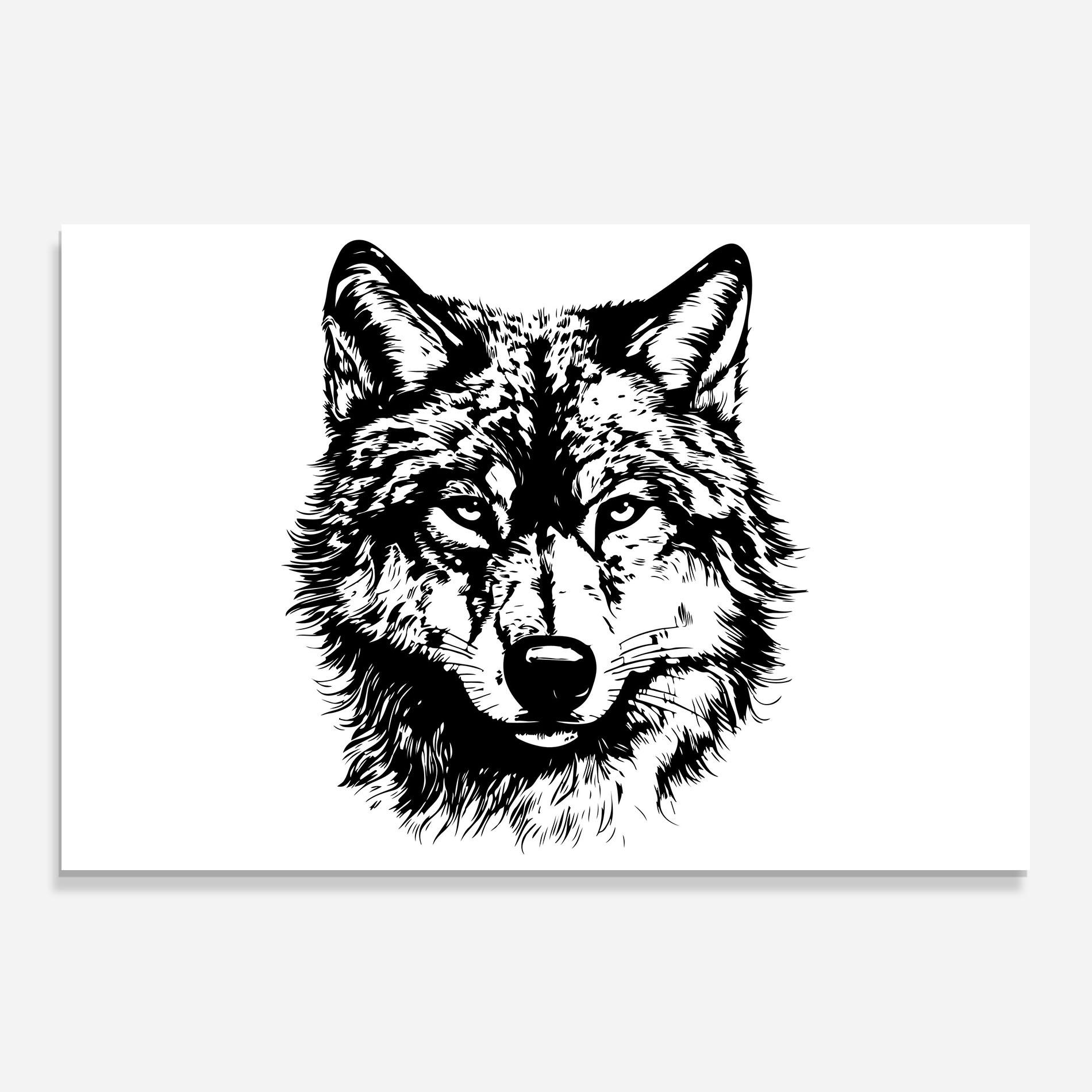 Panel Szklany do Kuchni Wolf Head Shilouette mockup 0