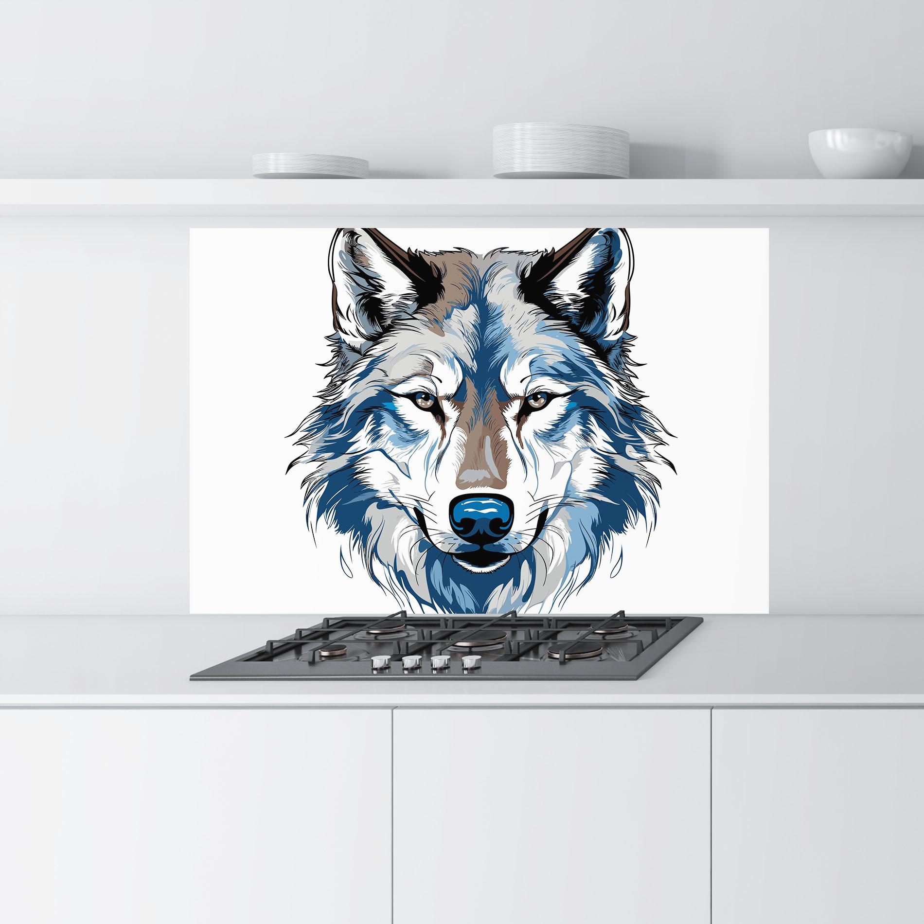 Panel Szklany do Kuchni Blue Wolf Head mockup 9