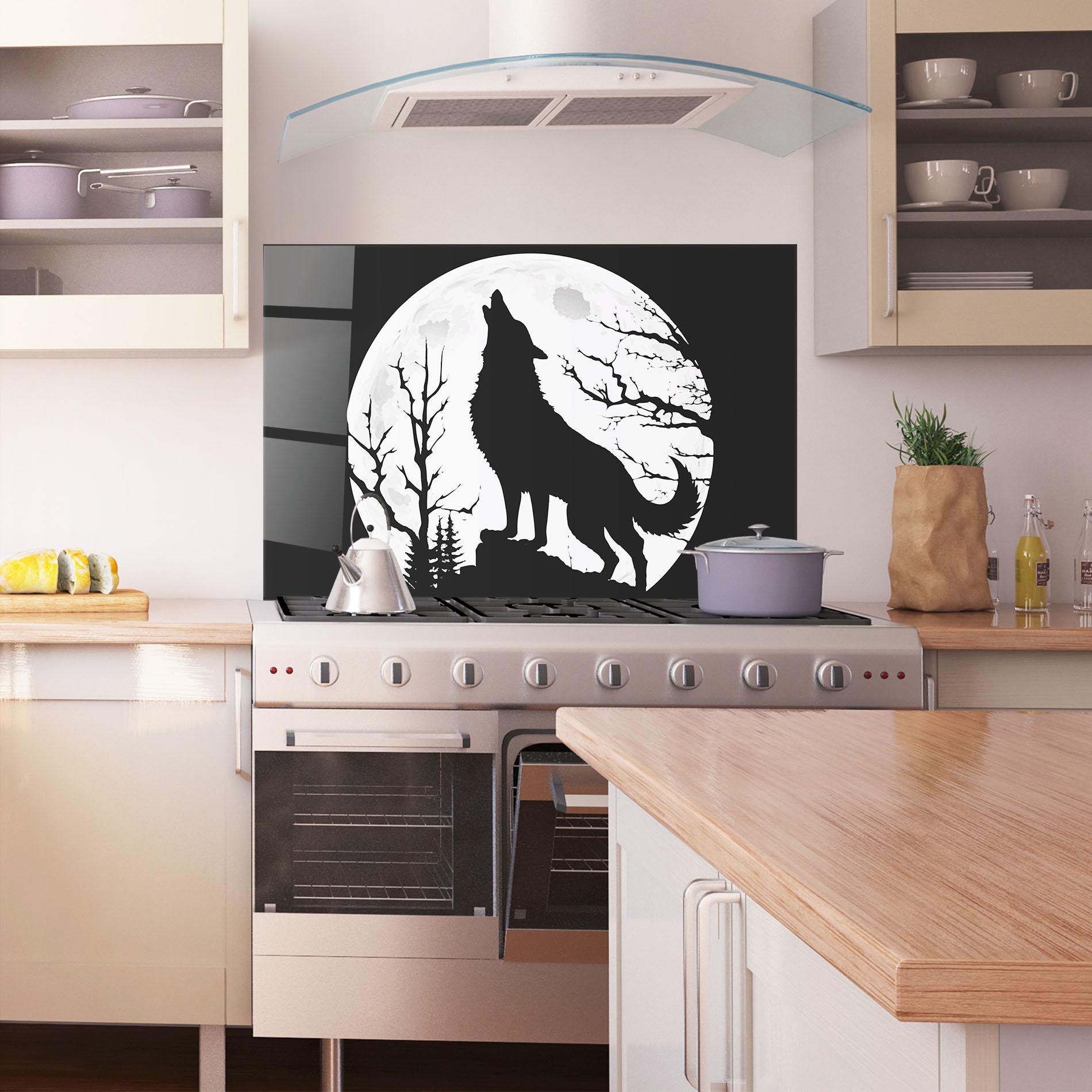 Panel Szklany do Kuchni Full Moon Wolf mockup 1