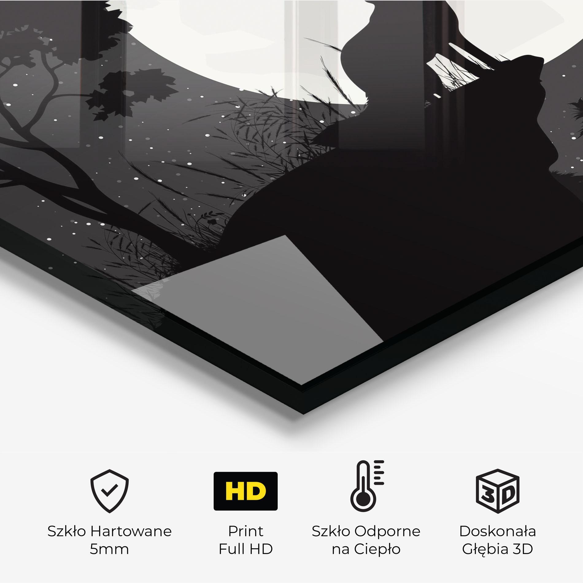 Panel Szklany do Kuchni Moon Wolf Silhouette mockup 2