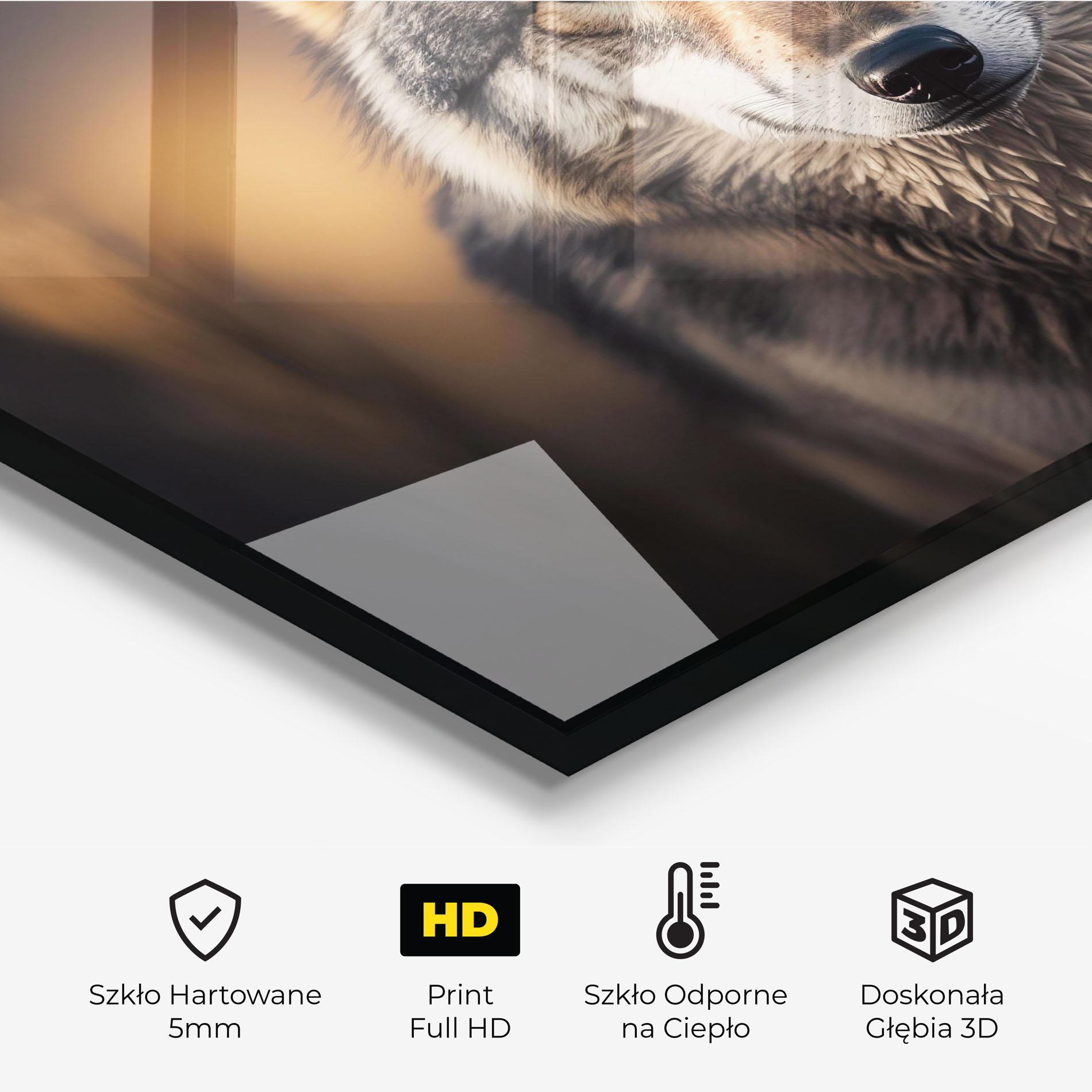 Panel Szklany do Kuchni Wild Gray Wolf mockup 2