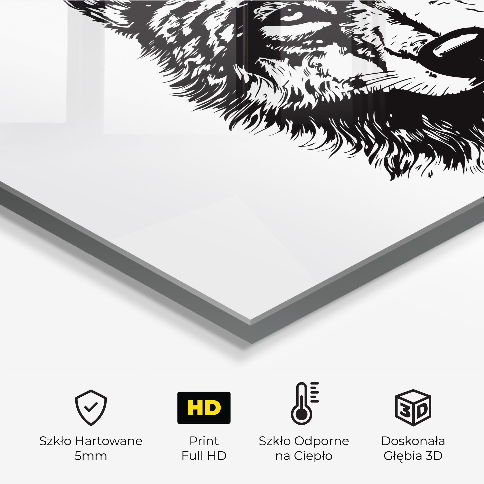 Panel Szklany do Kuchni Wolf Head Shilouette mockup 2
