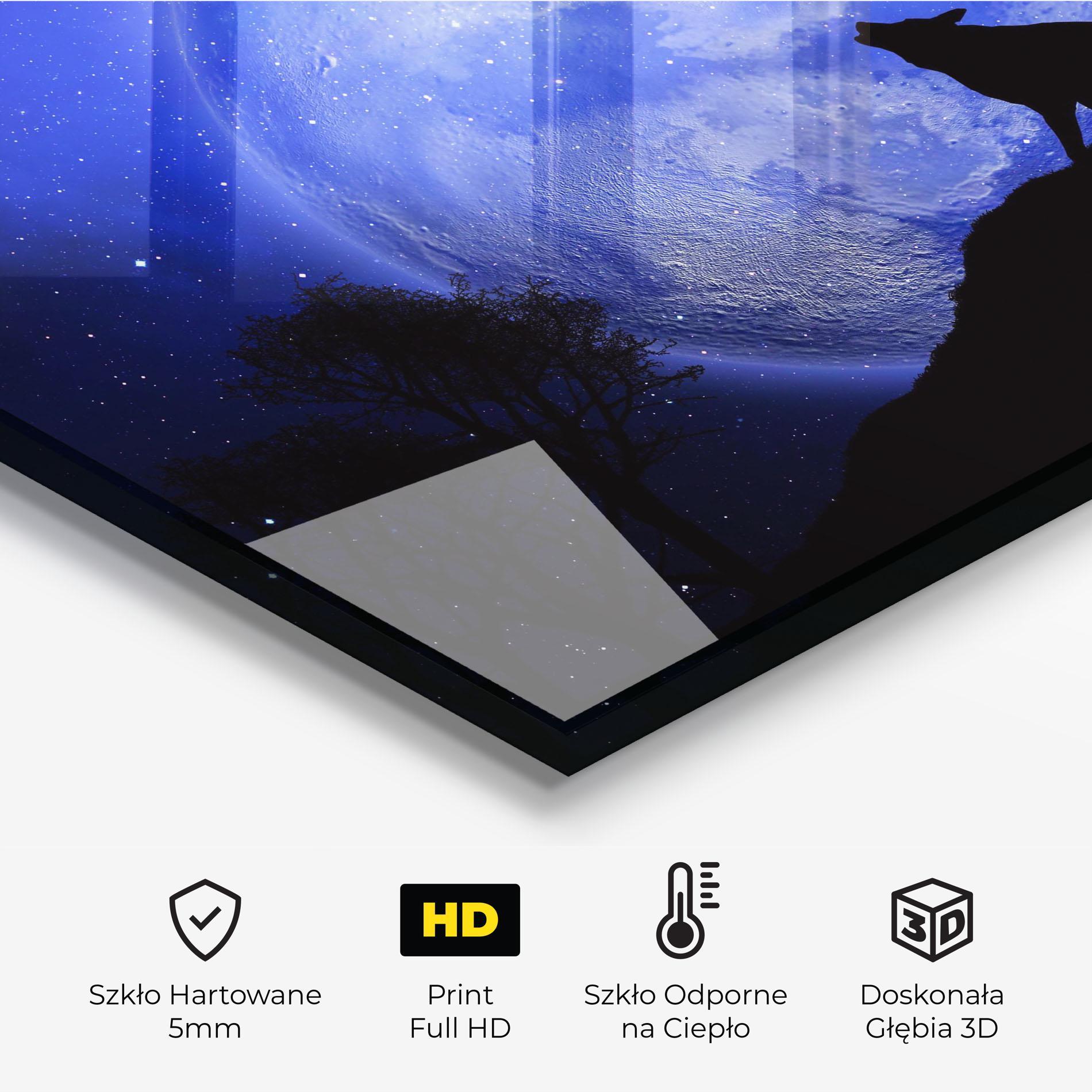 Panel Szklany do Kuchni Wolf Howling mockup 2