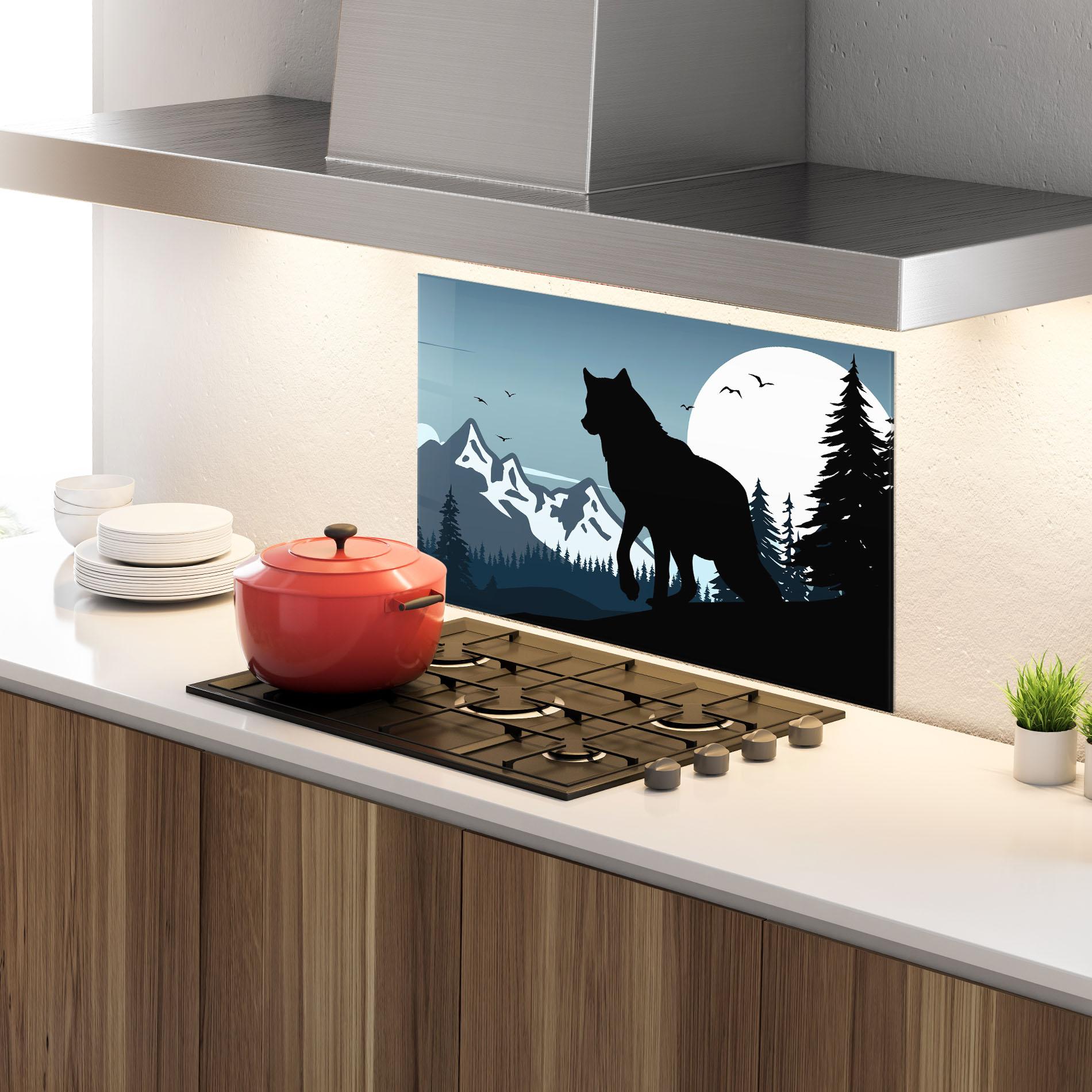 Panel Szklany do Kuchni Hill Wolf mockup 4