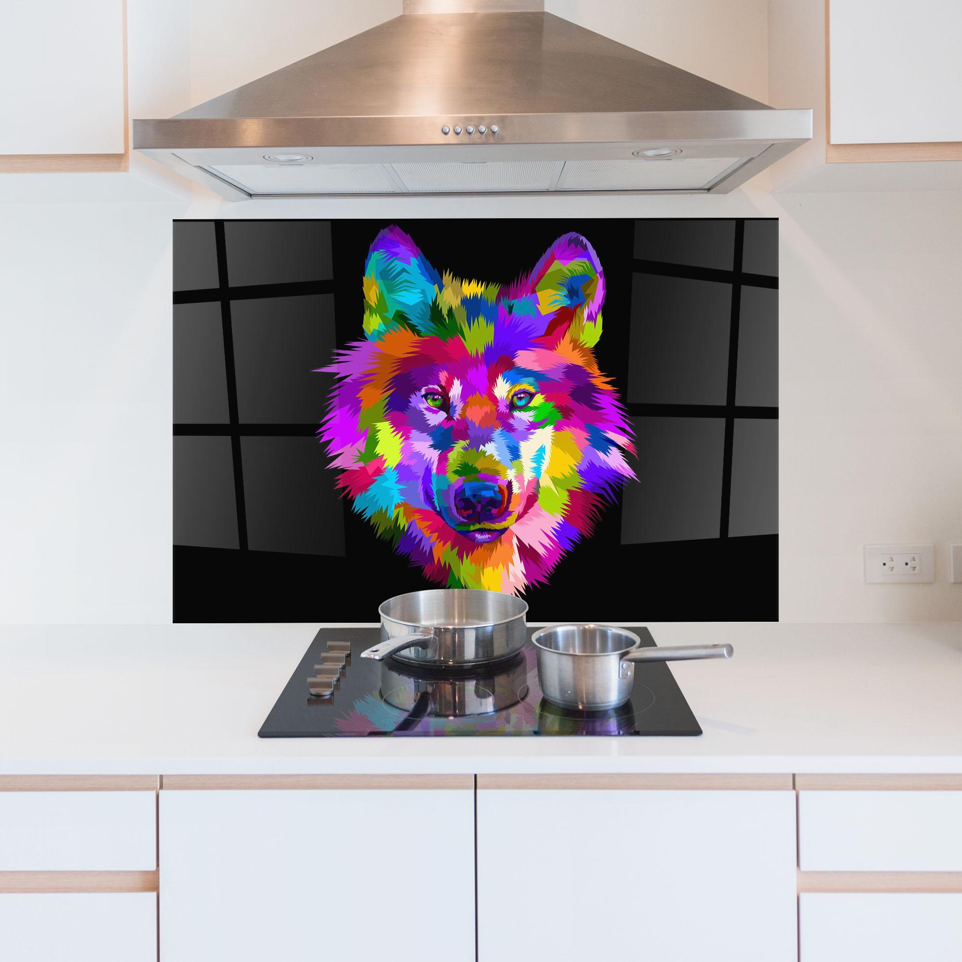 Panel Szklany do Kuchni Color Mix Wolf mockup 5