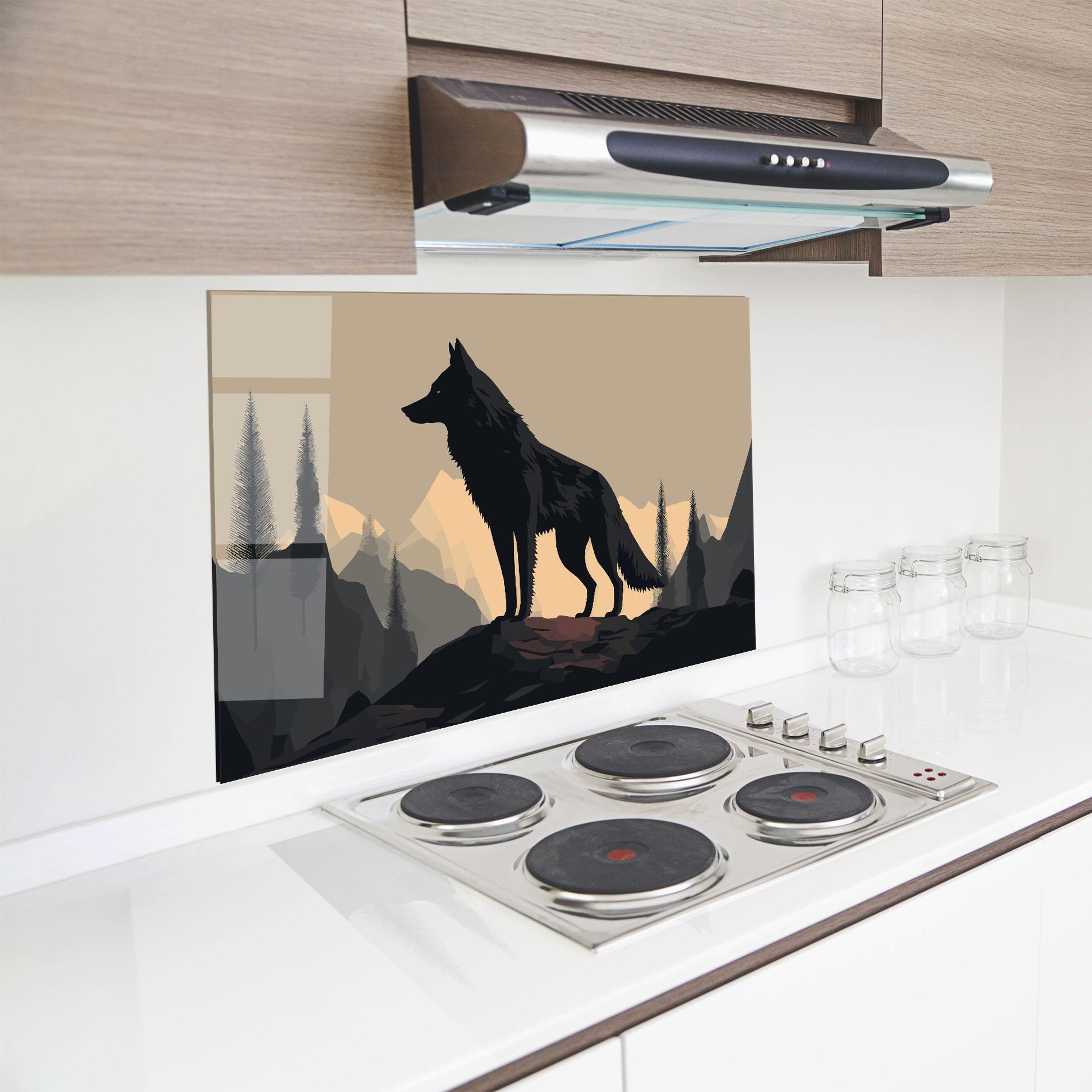Panel Szklany do Kuchni Black Wolf mockup 8