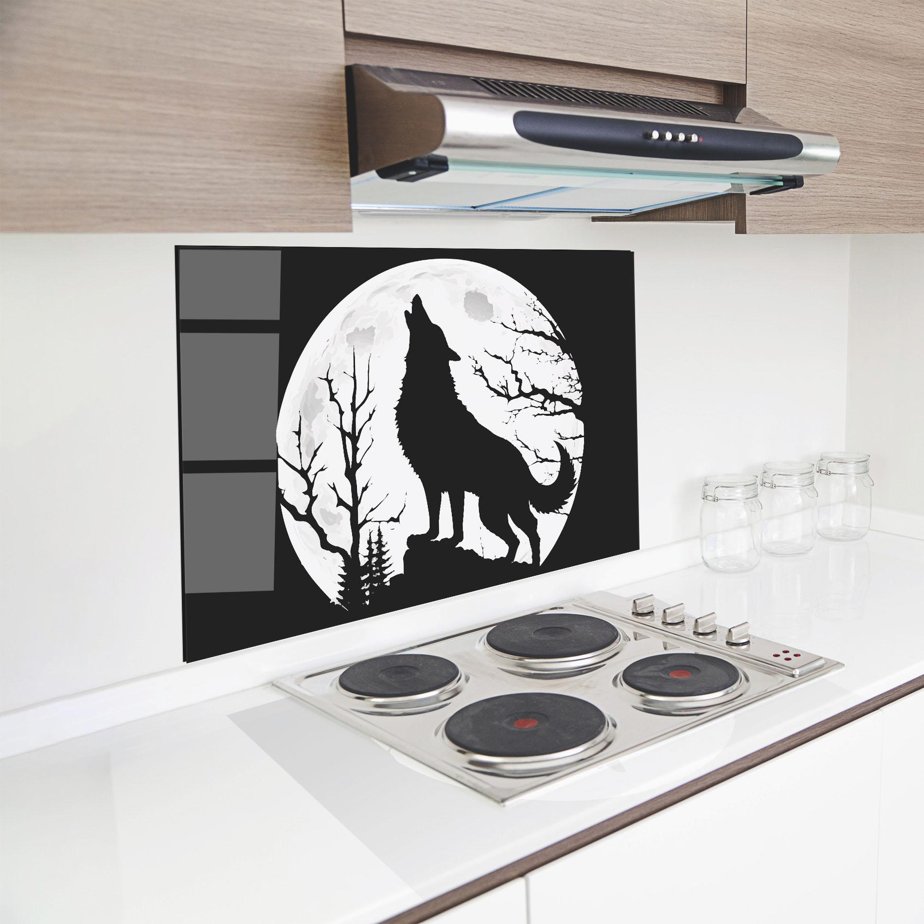 Panel Szklany do Kuchni Full Moon Wolf mockup 8