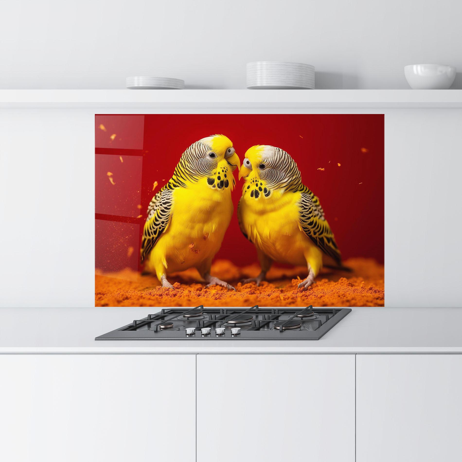 Panel Szklany do Kuchni Cute Yellow Birds mockup 9