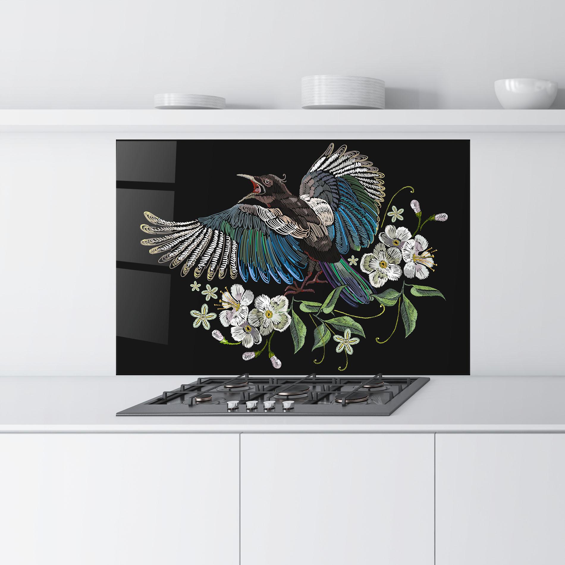 Panel Szklany do Kuchni Embroidery Bird mockup 9