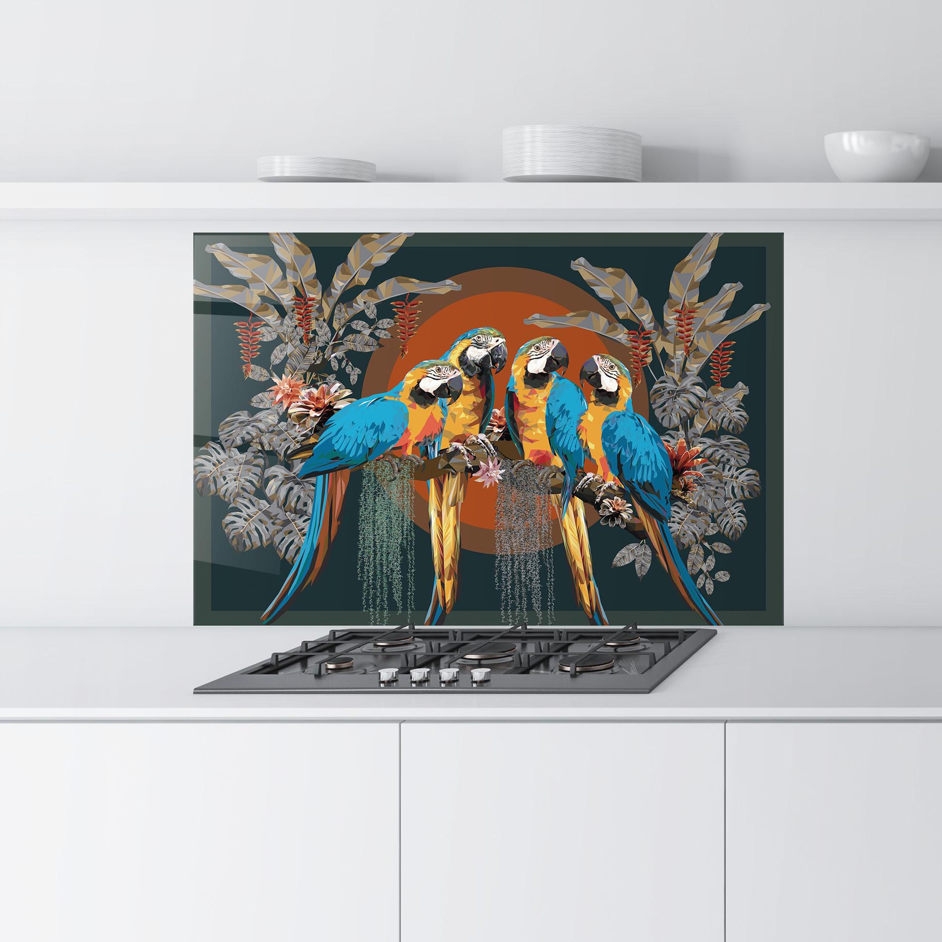 Panel Szklany do Kuchni Parrot Couples mockup 9