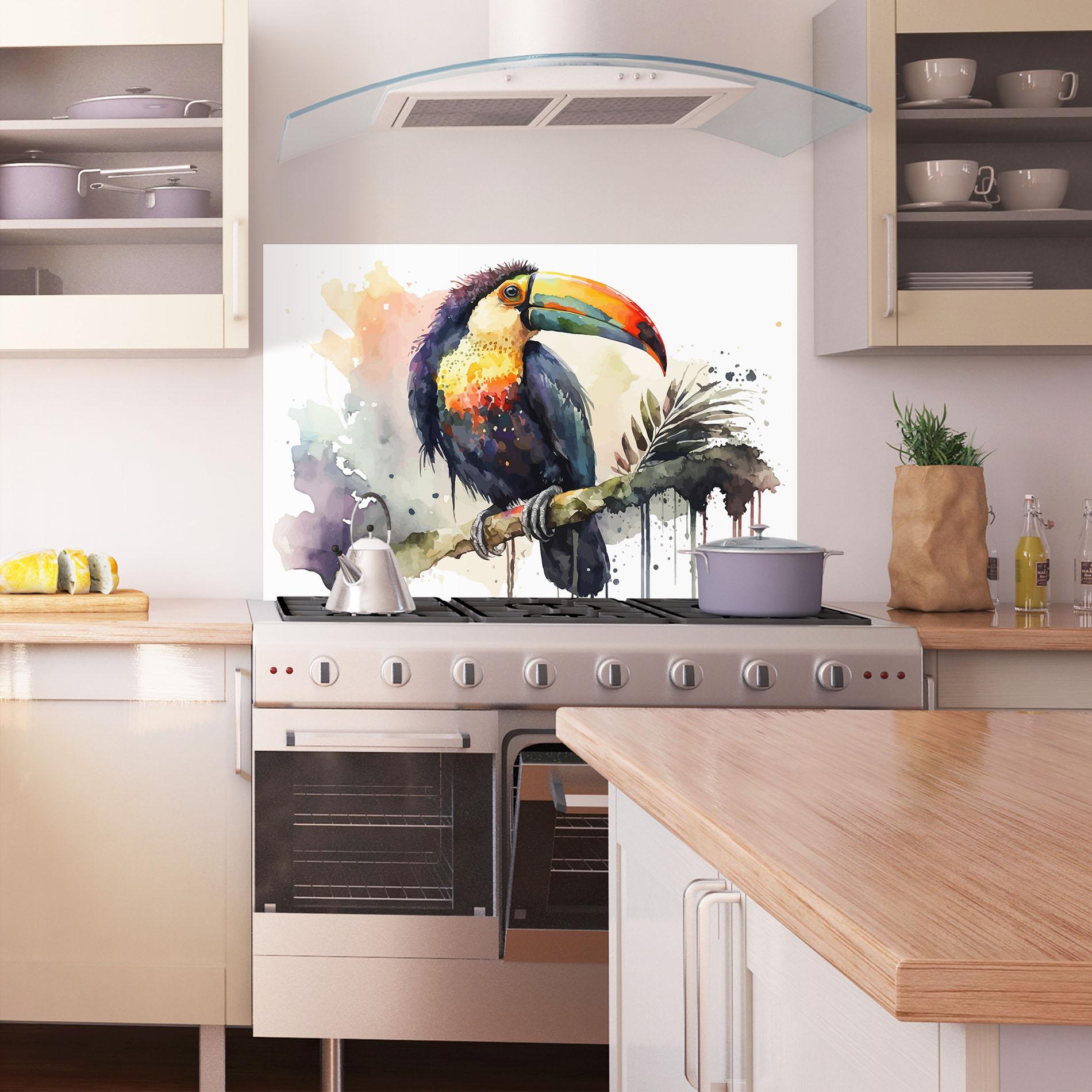 Panel Szklany do Kuchni Beautiful Toucan Art mockup 1