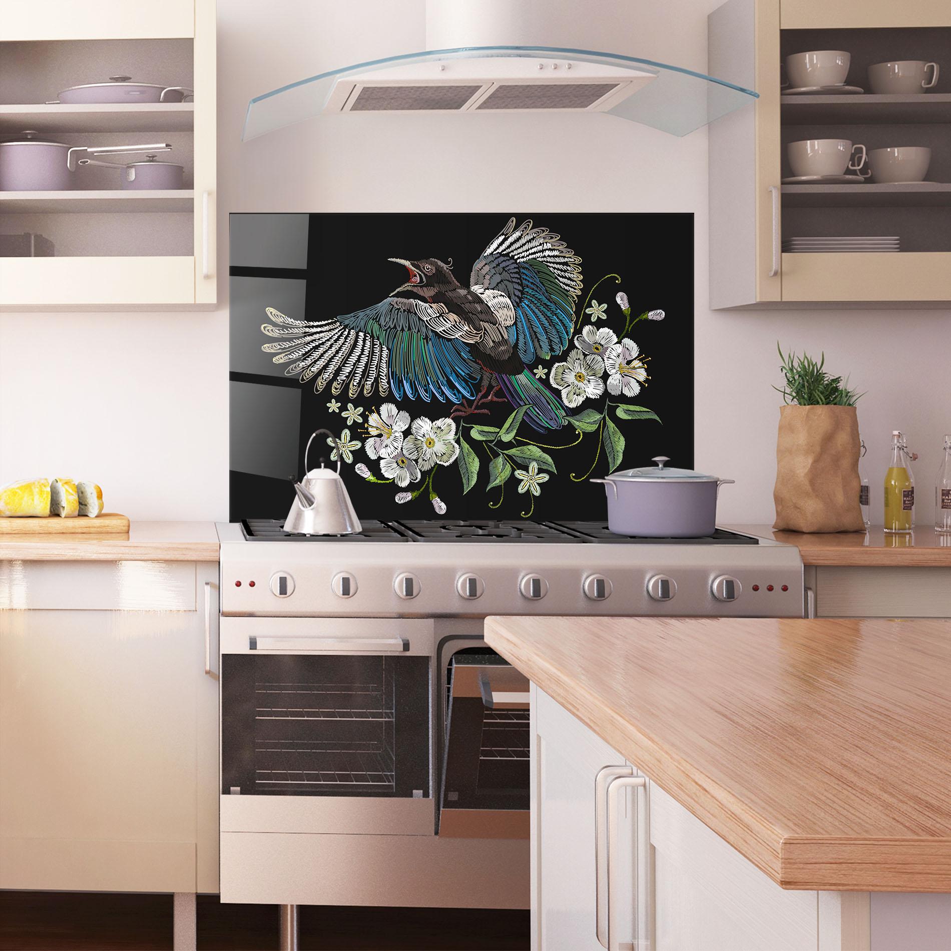 Panel Szklany do Kuchni Embroidery Bird mockup 1