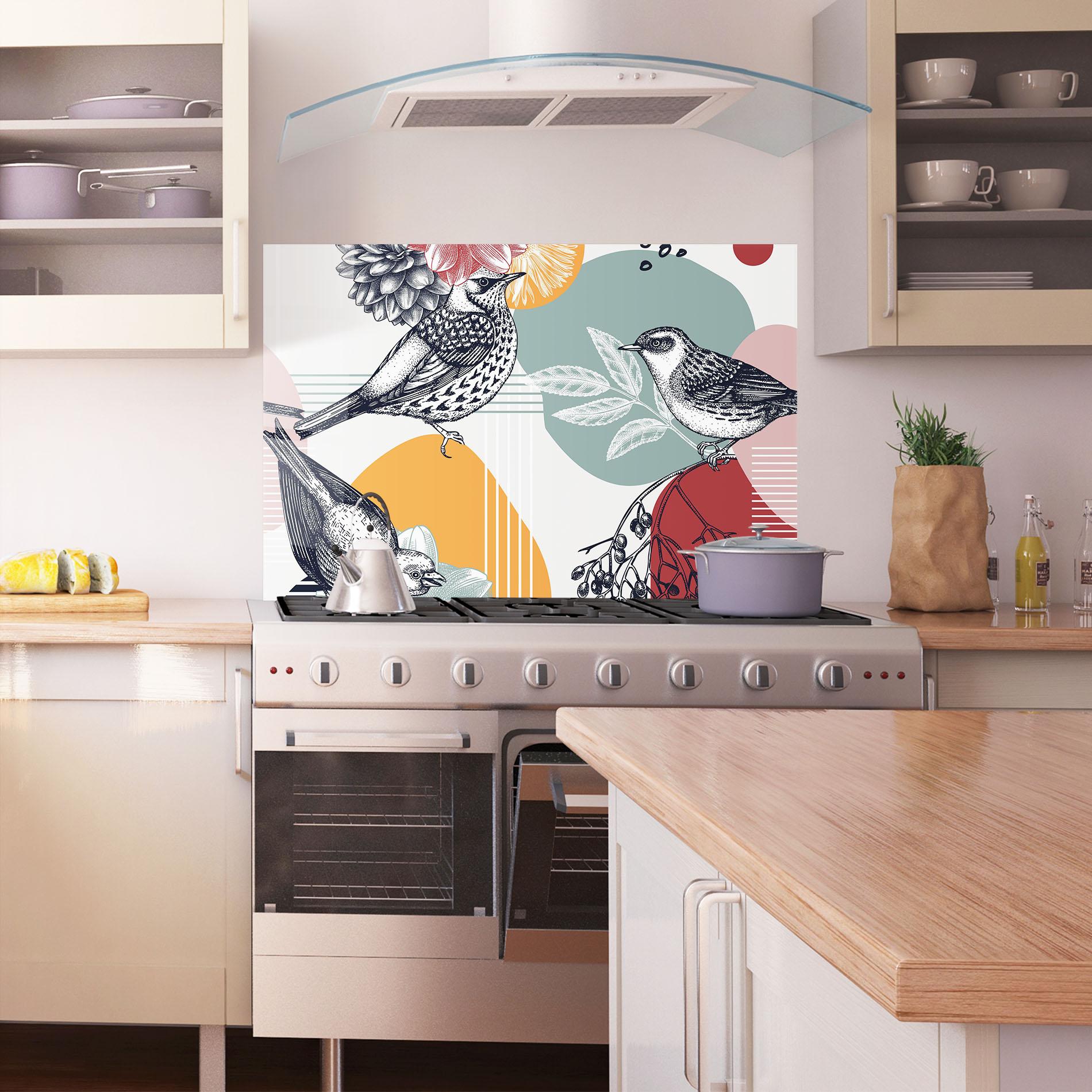 Panel Szklany do Kuchni Pretty Birds Collge mockup 1