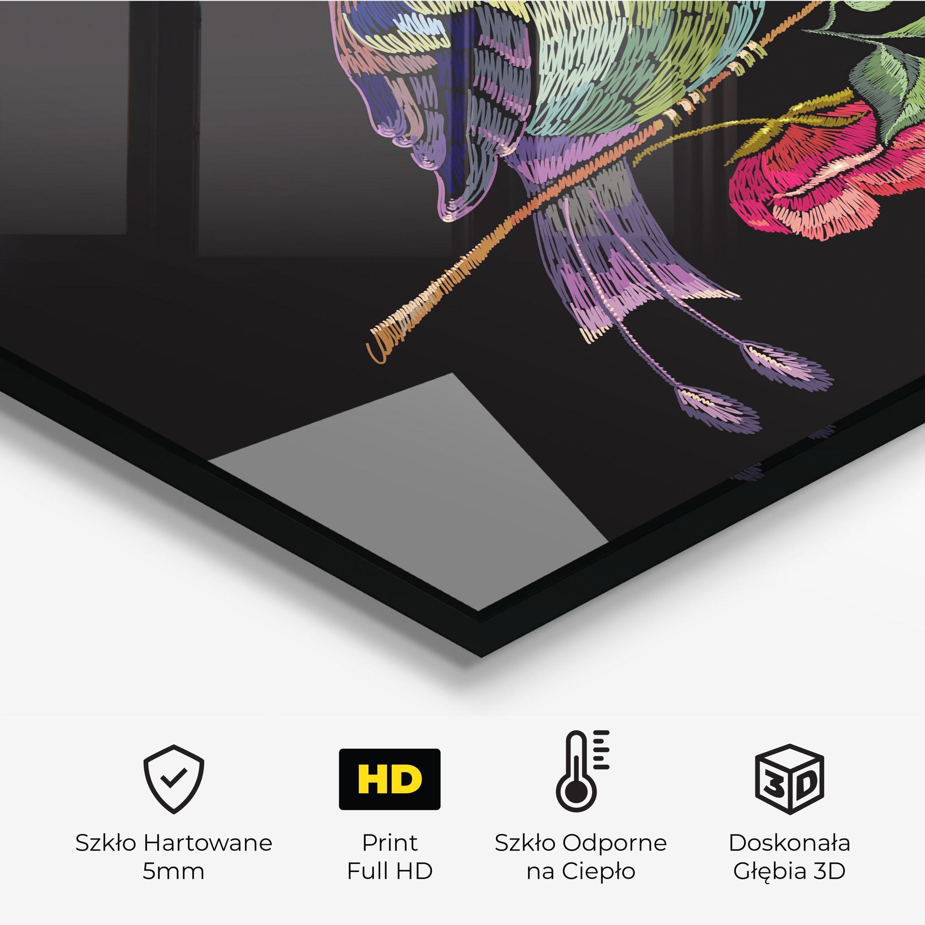 Panel Szklany do Kuchni Embroidery Pretty Bird mockup 2