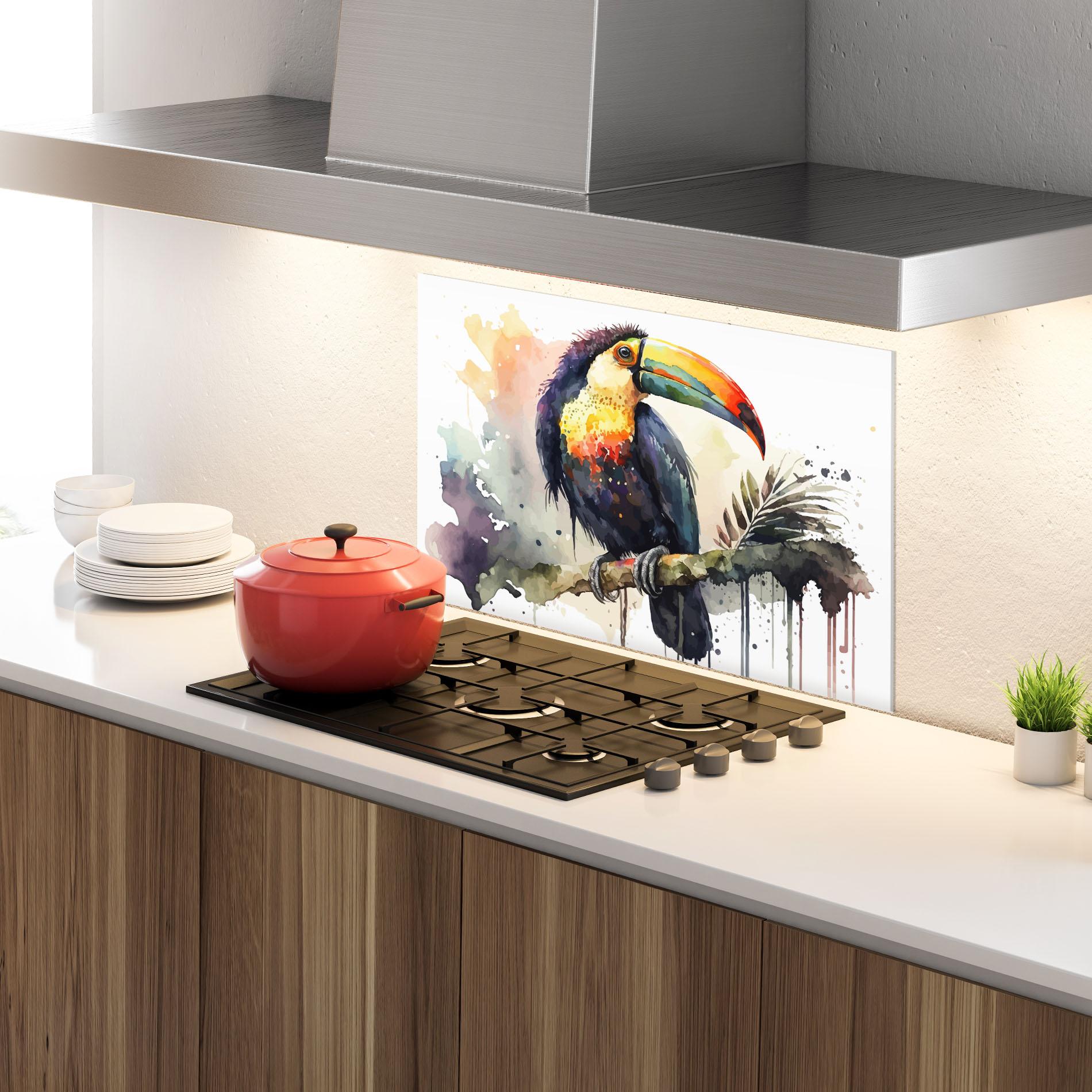 Panel Szklany do Kuchni Beautiful Toucan Art mockup 4