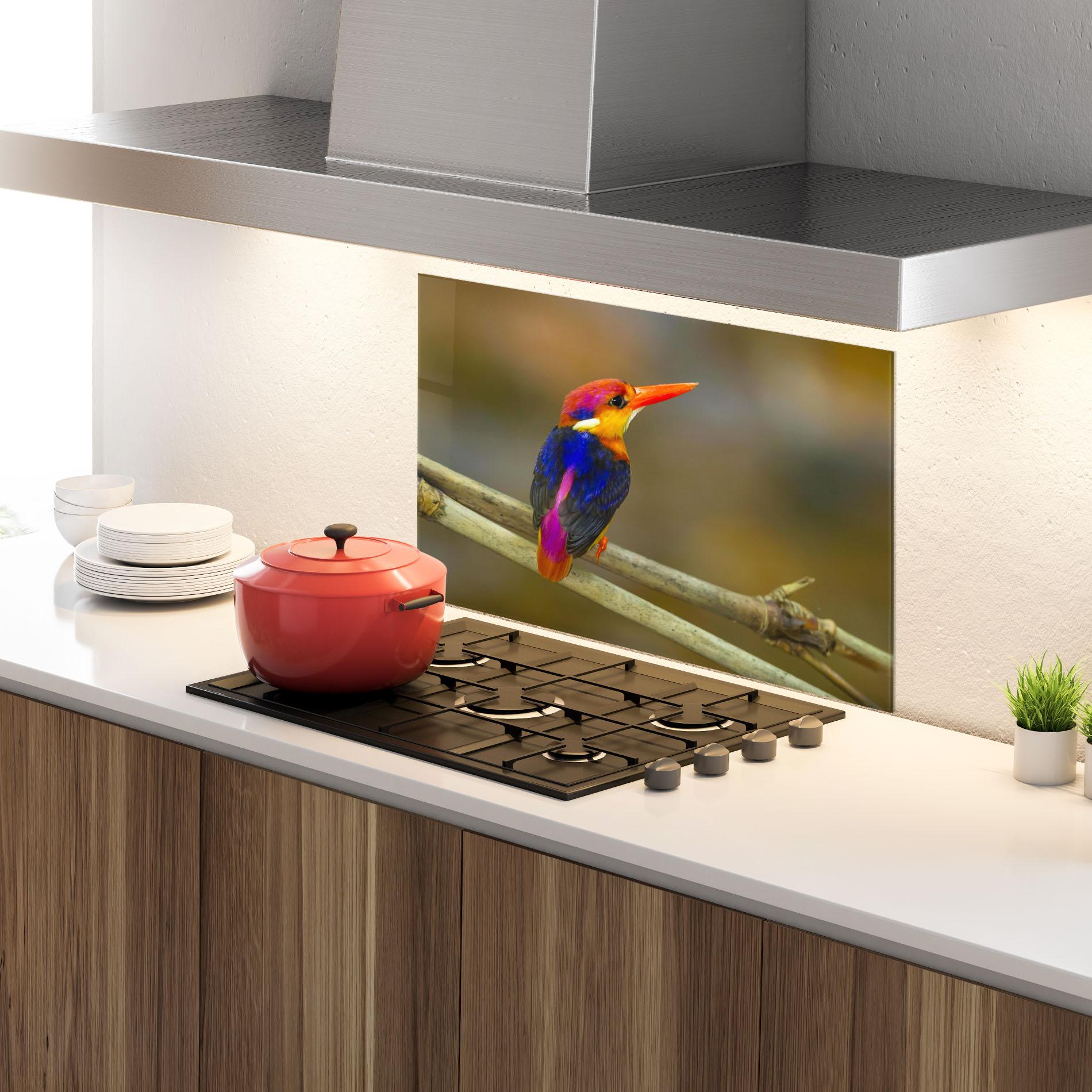 Panel Szklany do Kuchni Colorful Bird mockup 4