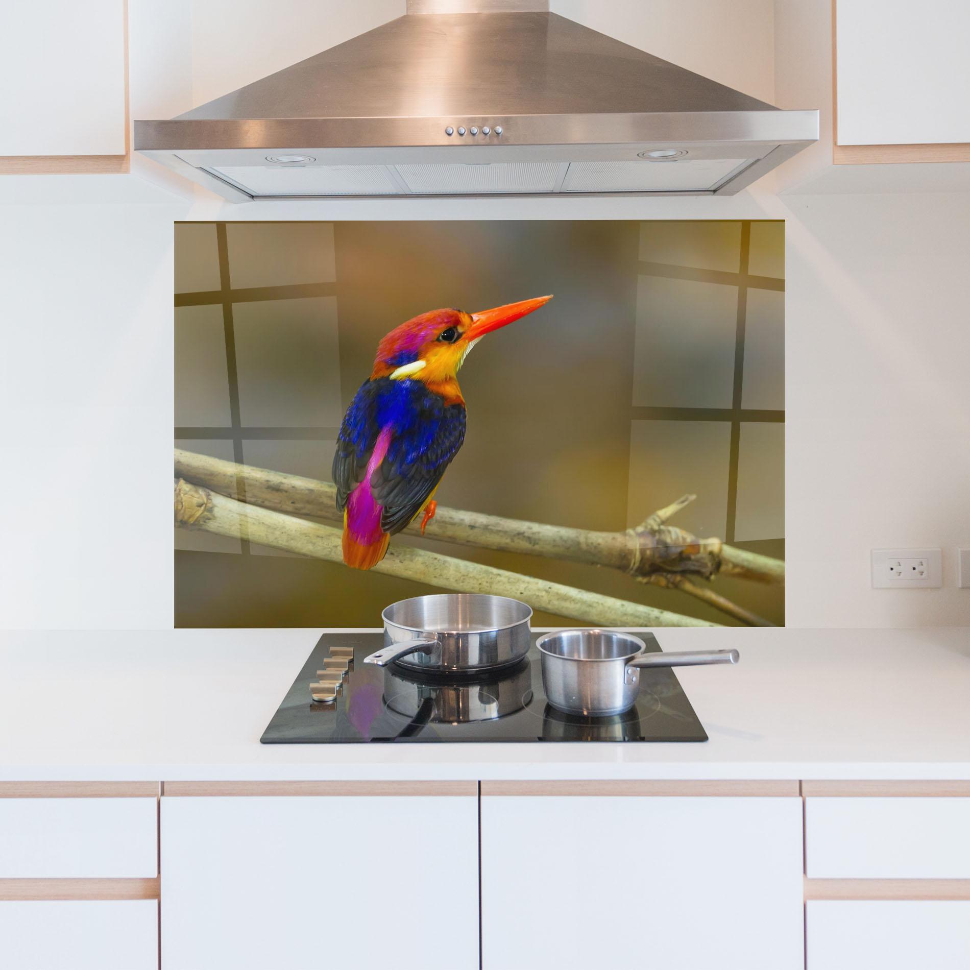 Panel Szklany do Kuchni Colorful Bird mockup 5