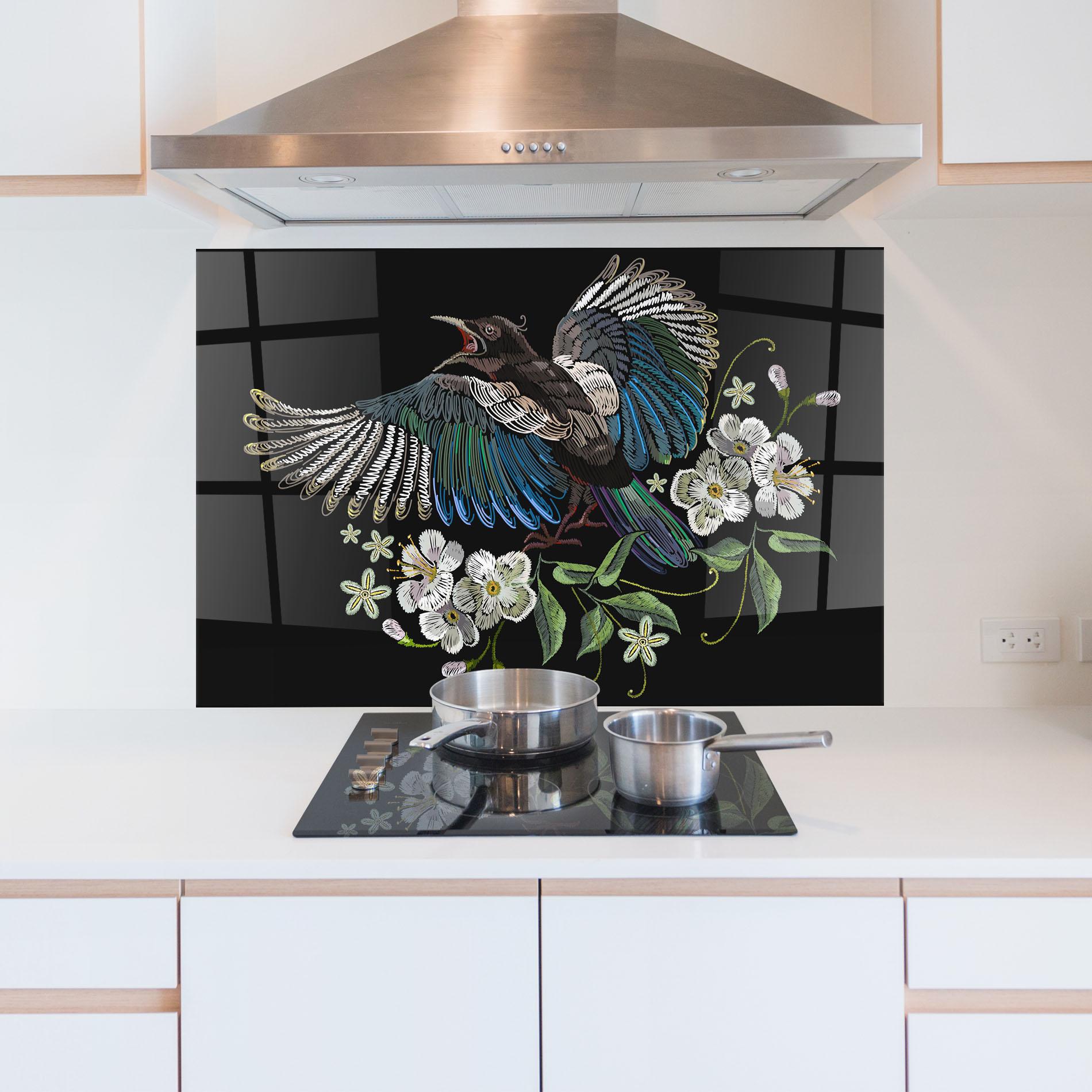 Panel Szklany do Kuchni Embroidery Bird mockup 5