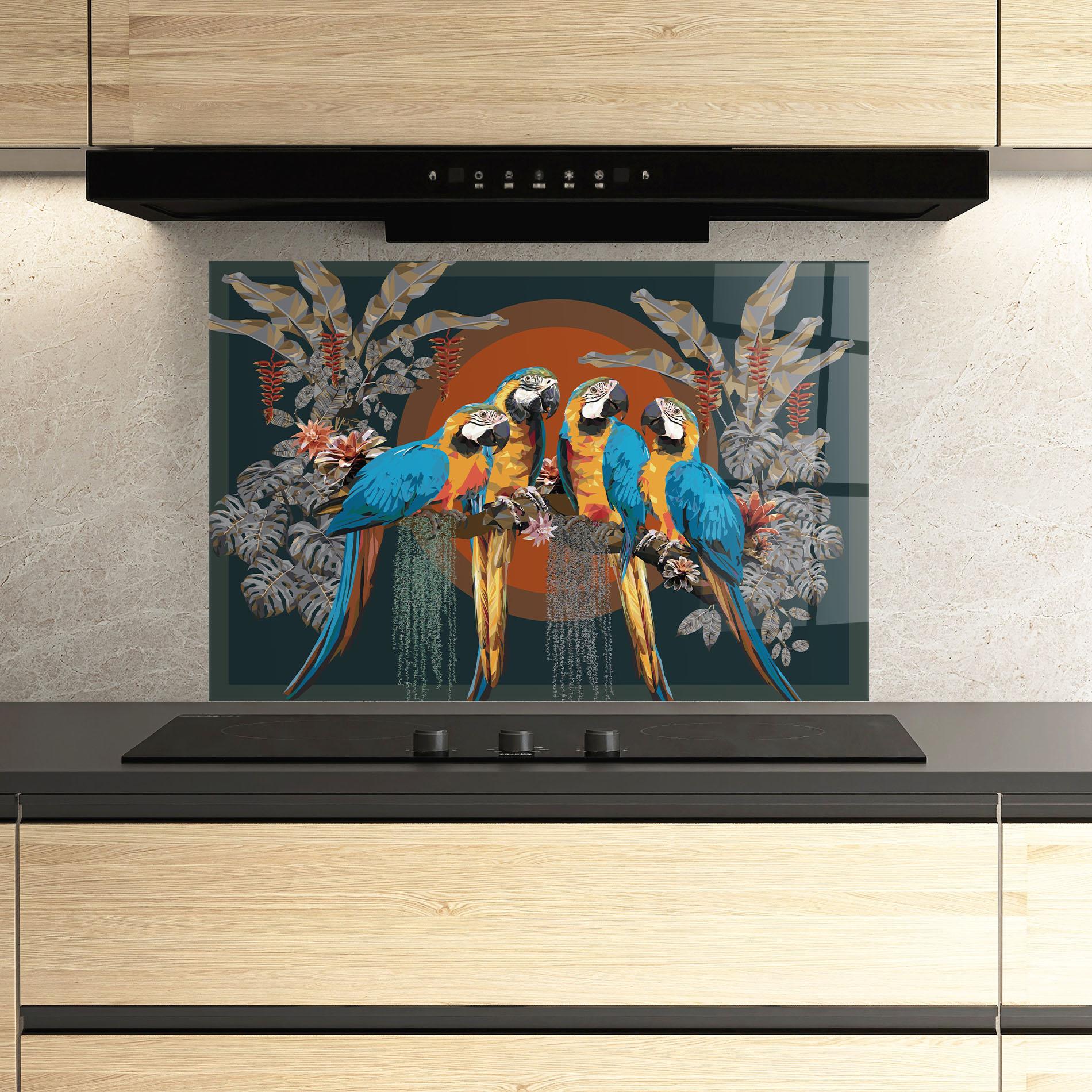 Panel Szklany do Kuchni Parrot Couples mockup 3