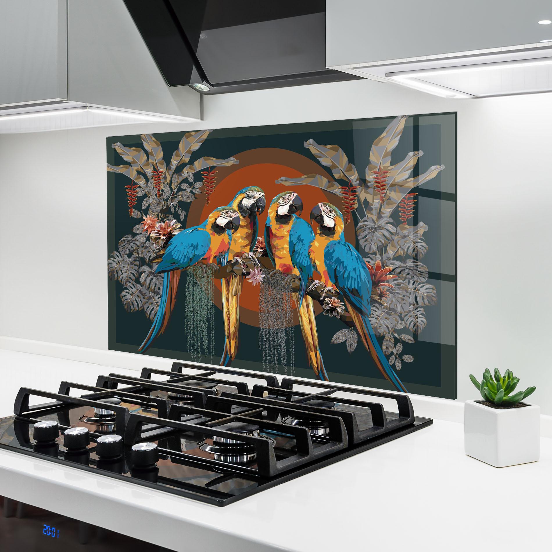 Panel Szklany do Kuchni Parrot Couples mockup 6