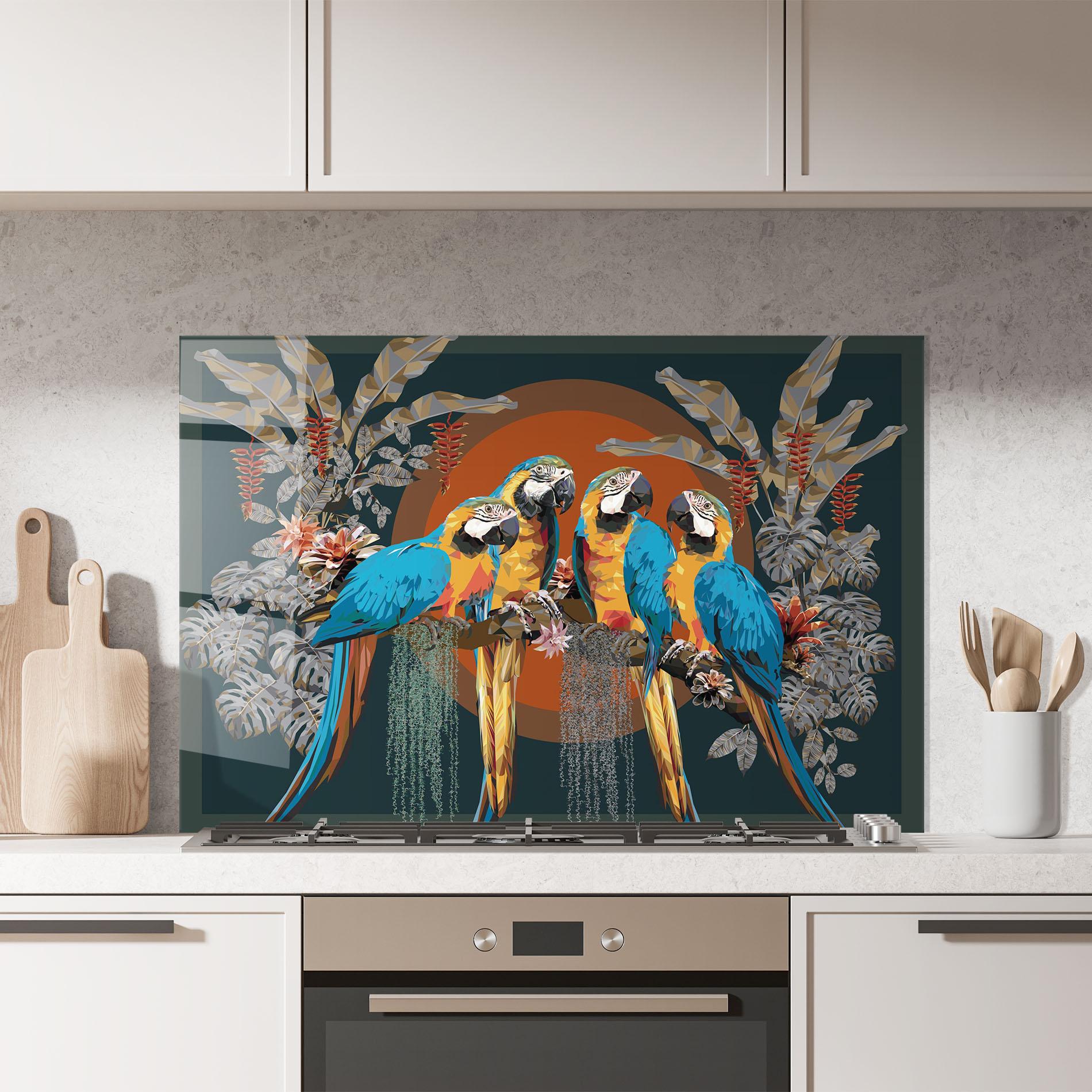 Panel Szklany do Kuchni Parrot Couples mockup 7