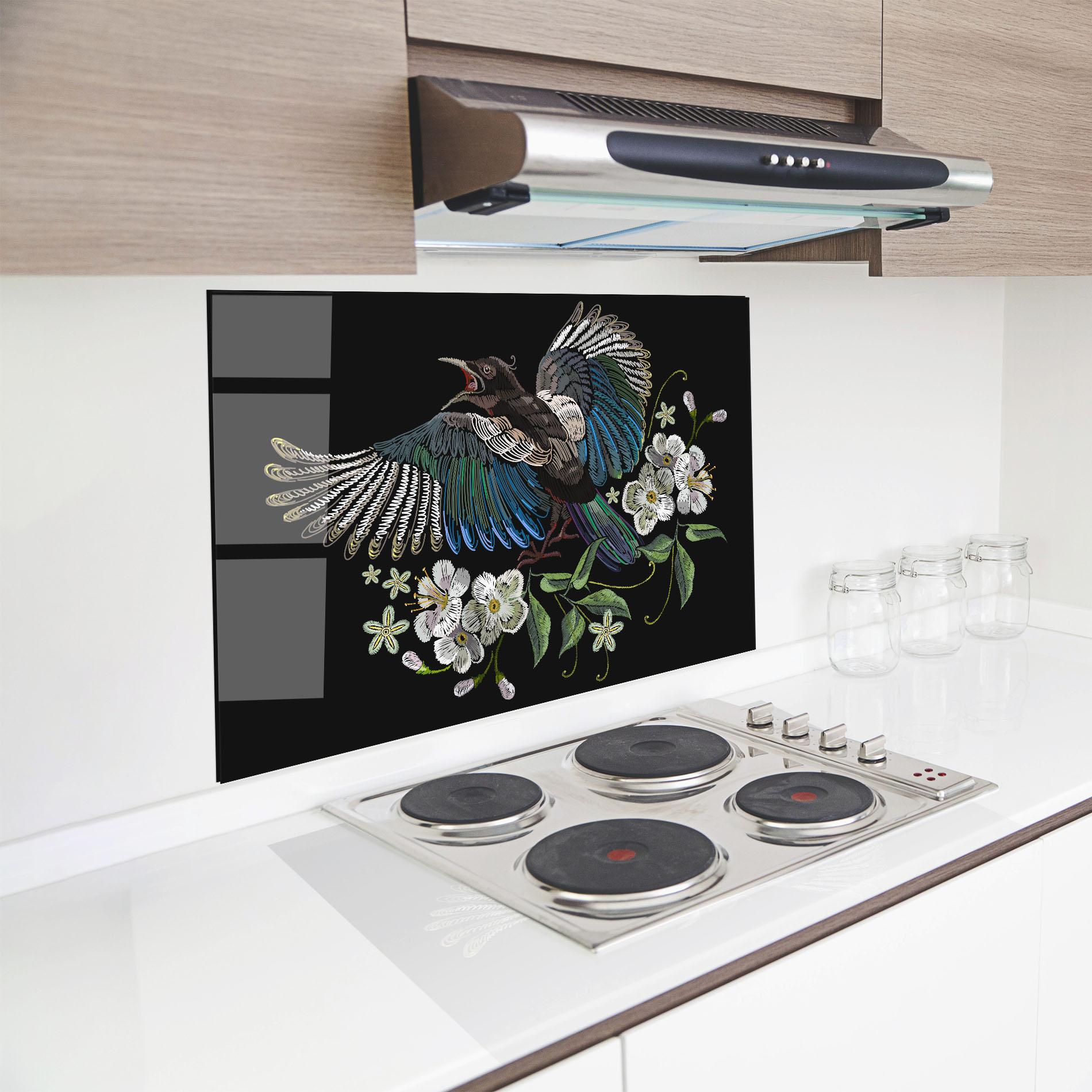 Panel Szklany do Kuchni Embroidery Bird mockup 8
