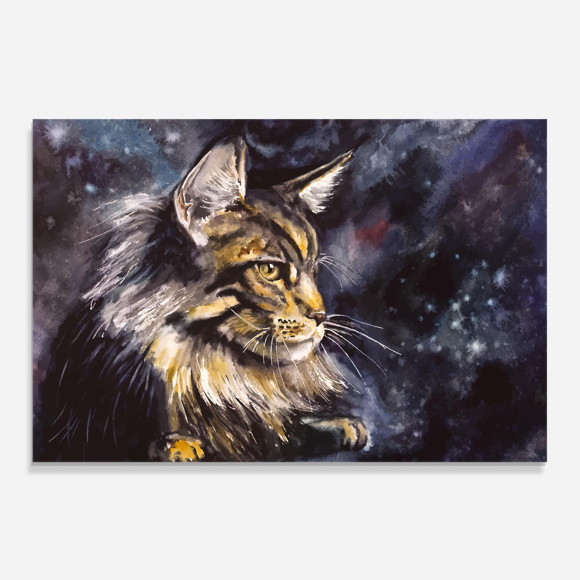 Panel Szklany do Kuchni Cat Watercolor Art mockup 0