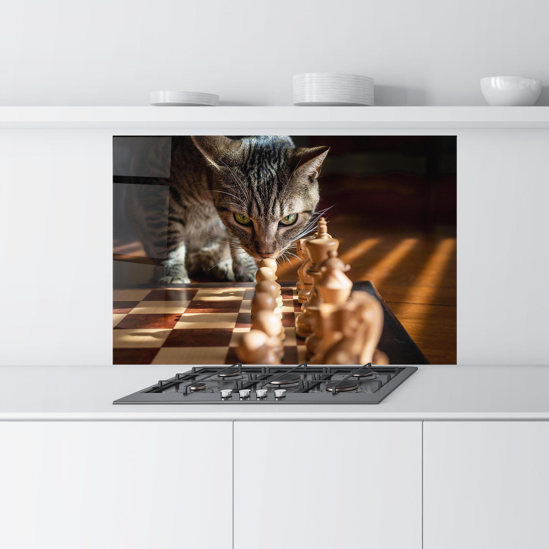 Panel Szklany do Kuchni Chess Cat mockup 9