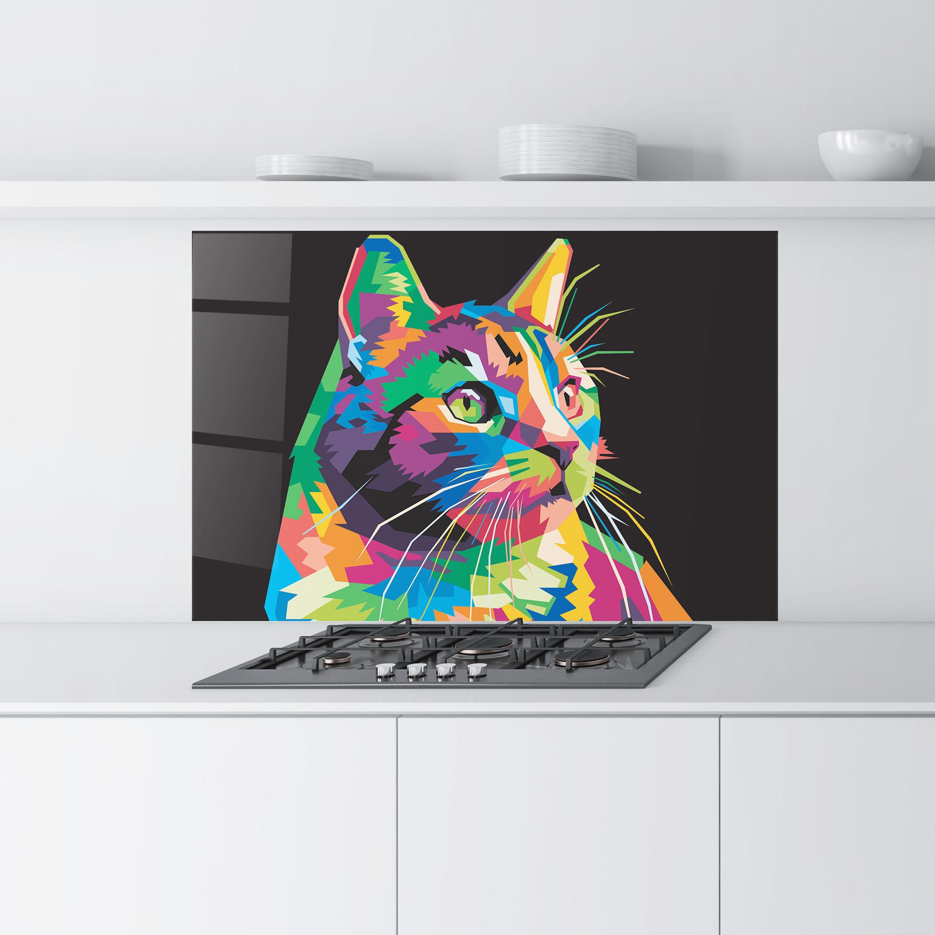 Panel Szklany do Kuchni Color Mix Cat mockup 9