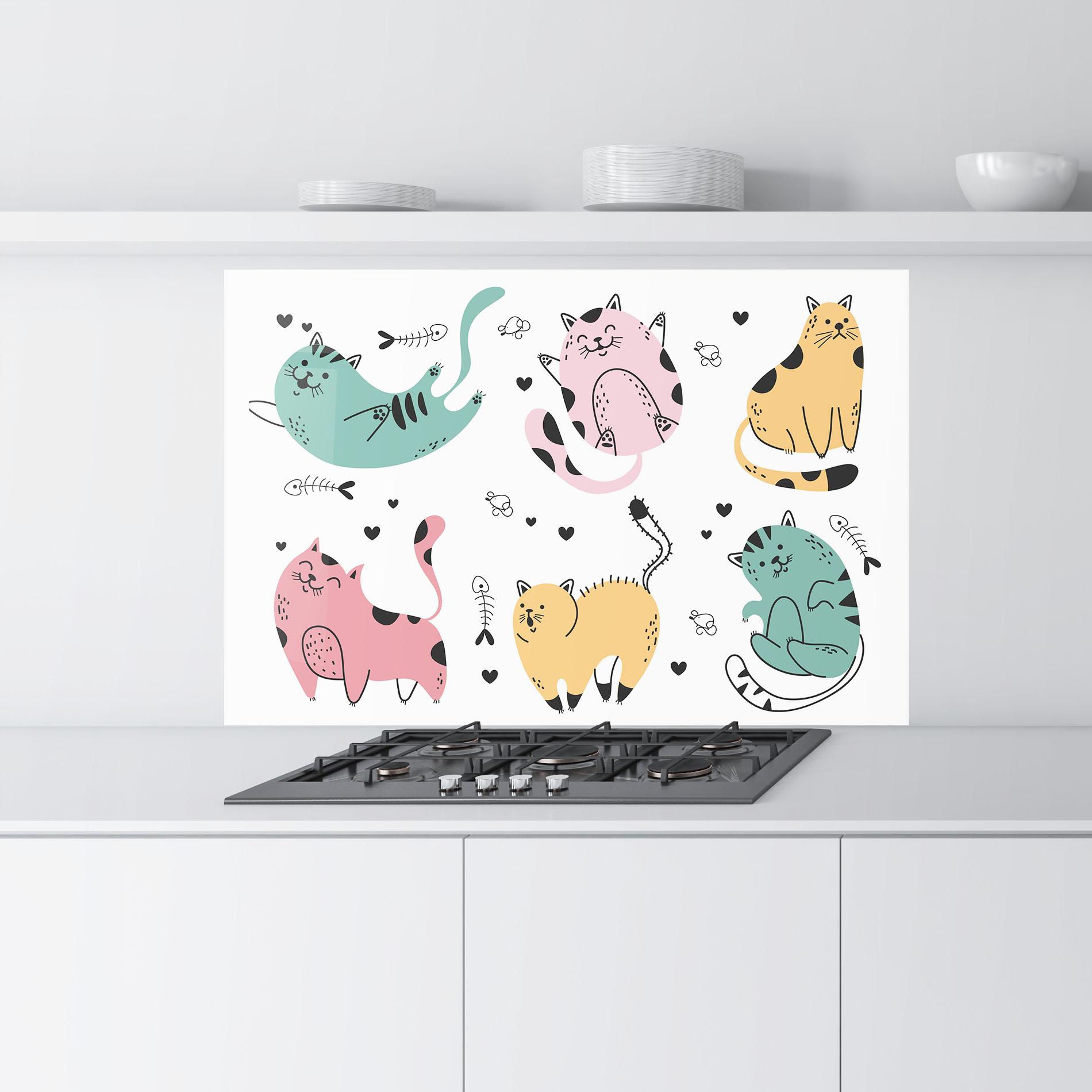 Panel Szklany do Kuchni Doodle Cat mockup 9