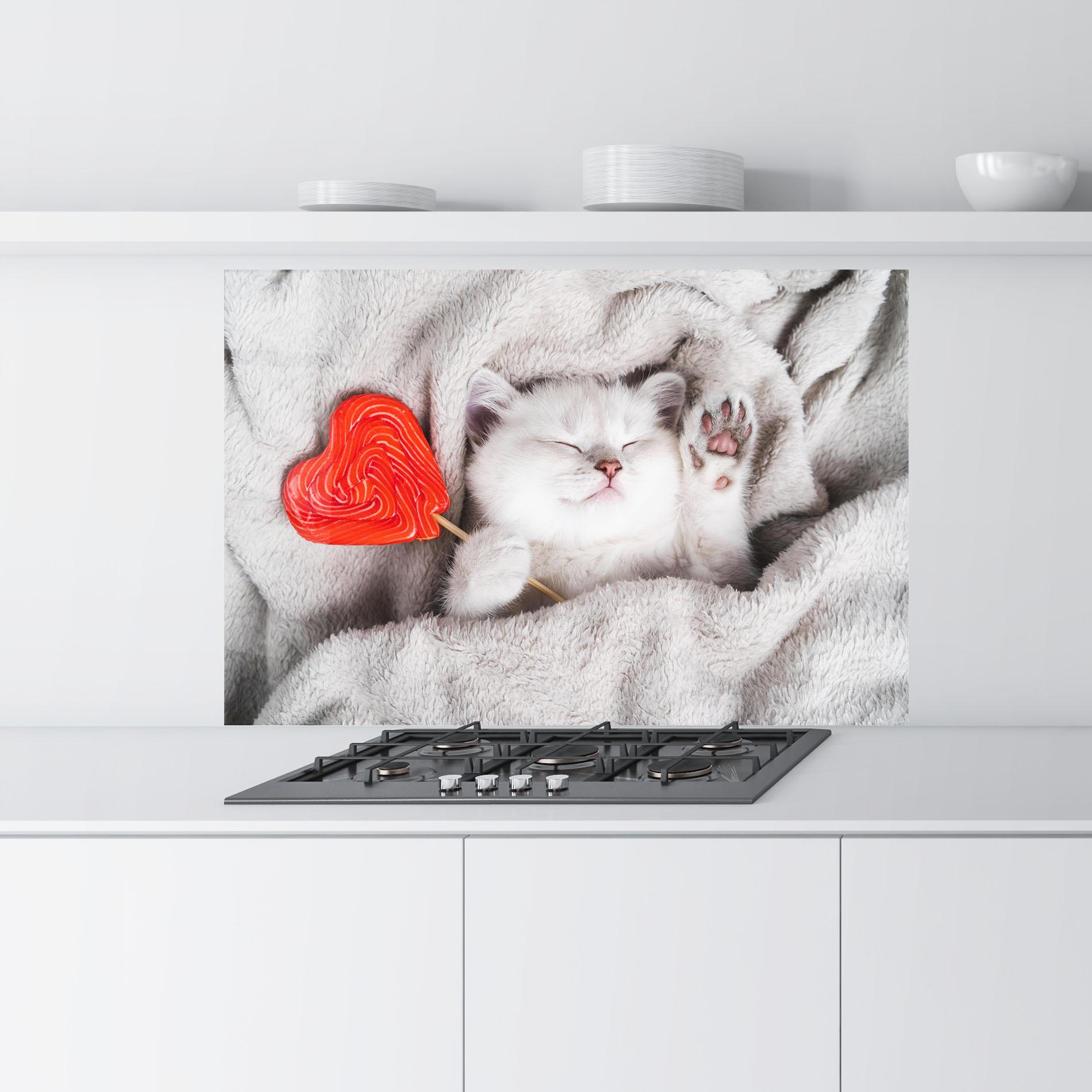 Panel Szklany do Kuchni Small White Kitten mockup 9