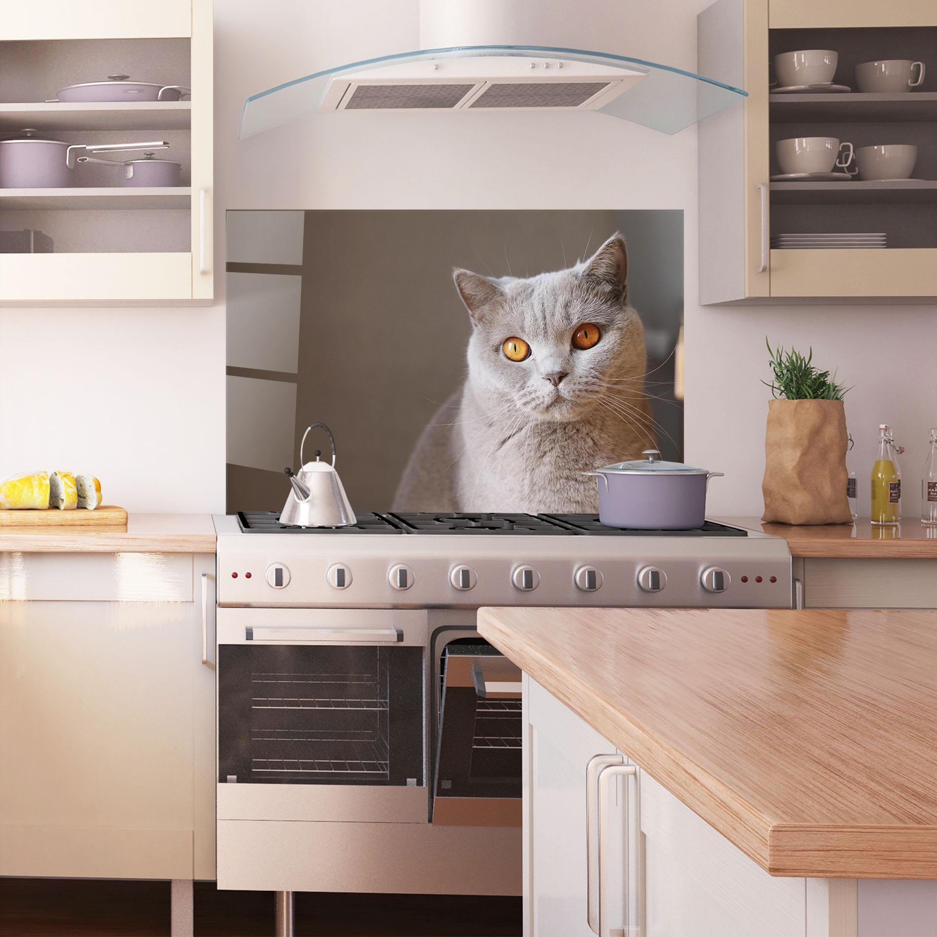 Panel Szklany do Kuchni Orange Eyes Cat mockup 1