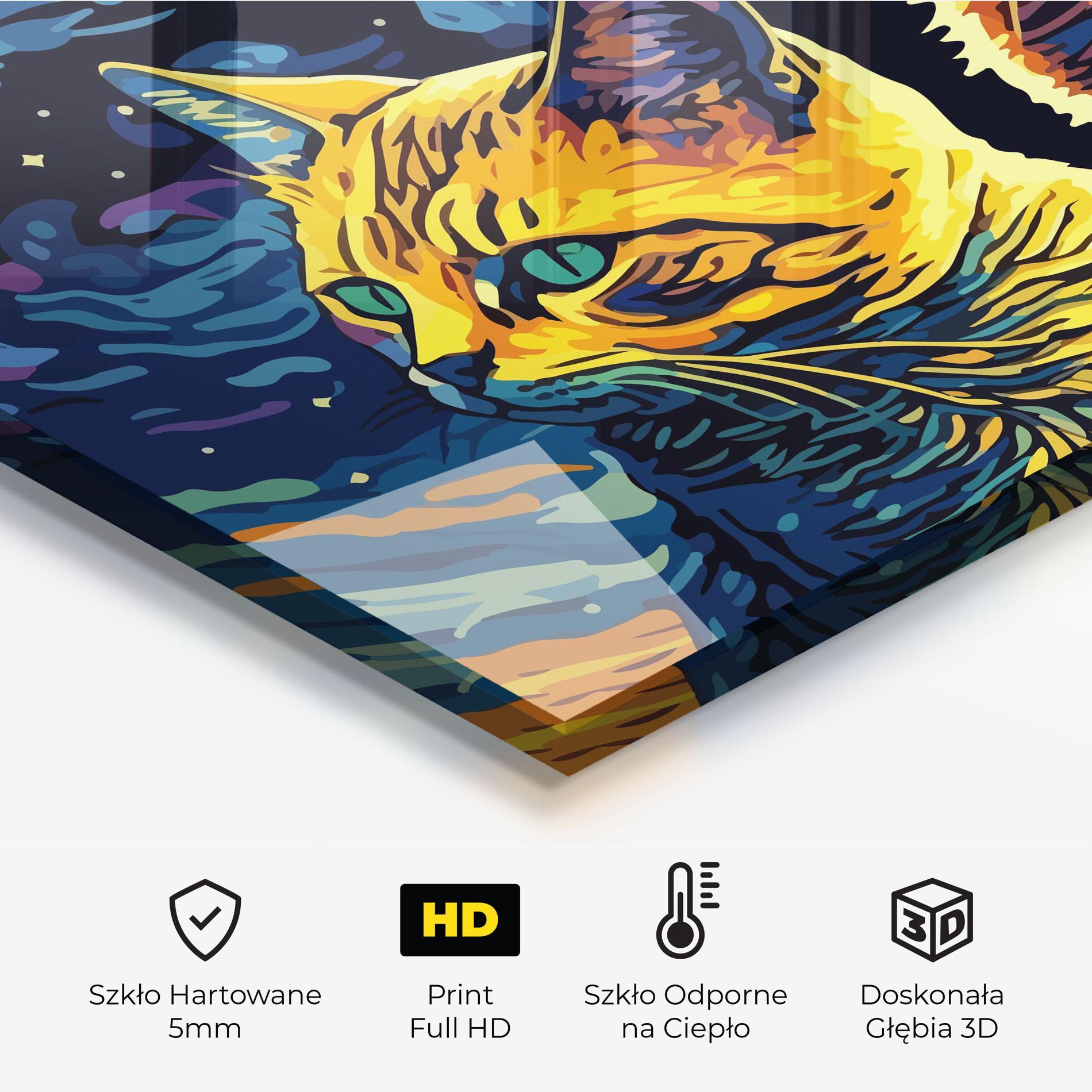 Panel Szklany do Kuchni Cat Painting mockup 2