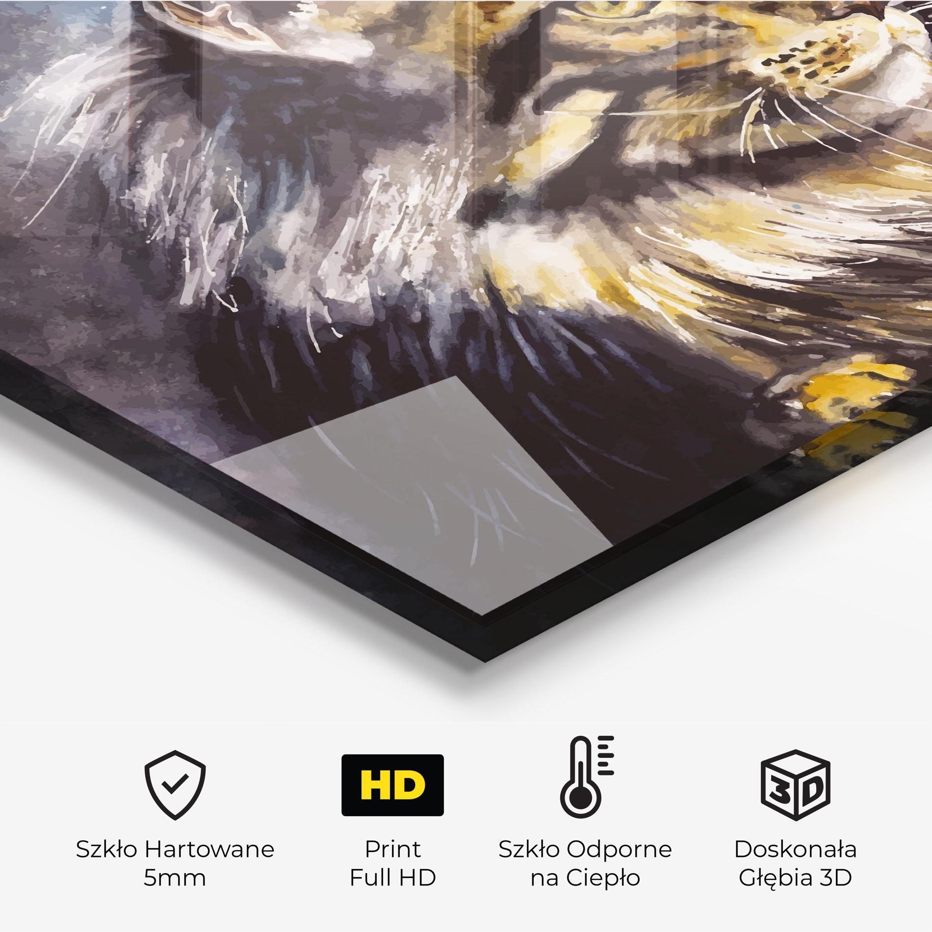 Panel Szklany do Kuchni Cat Watercolor Art mockup 2