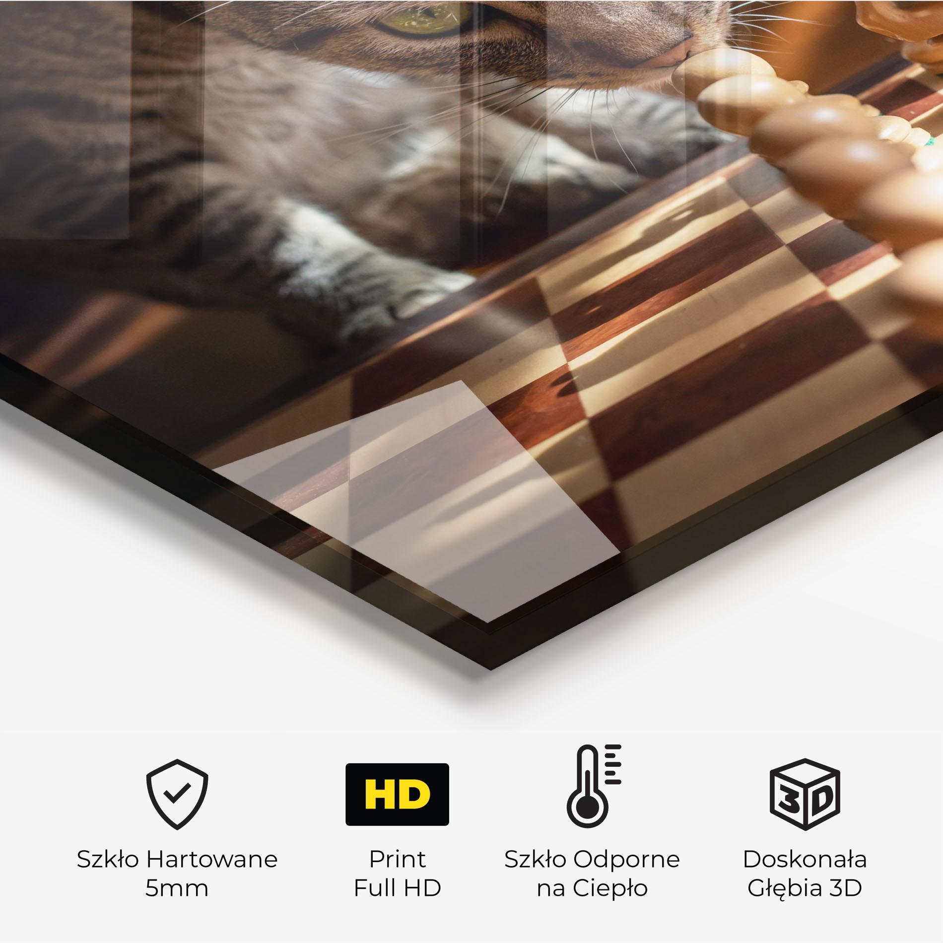 Panel Szklany do Kuchni Chess Cat mockup 2