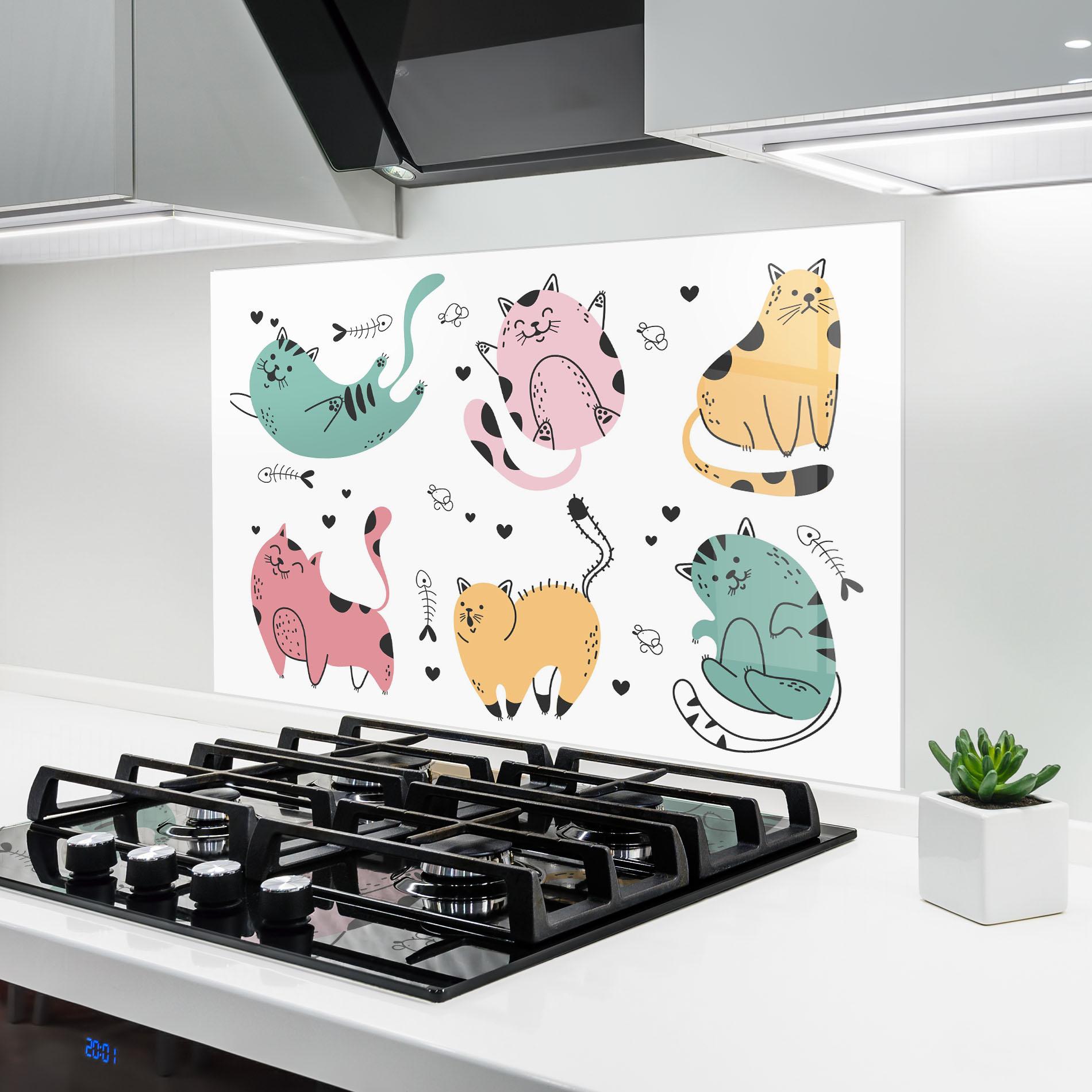 Panel Szklany do Kuchni Doodle Cat mockup 6