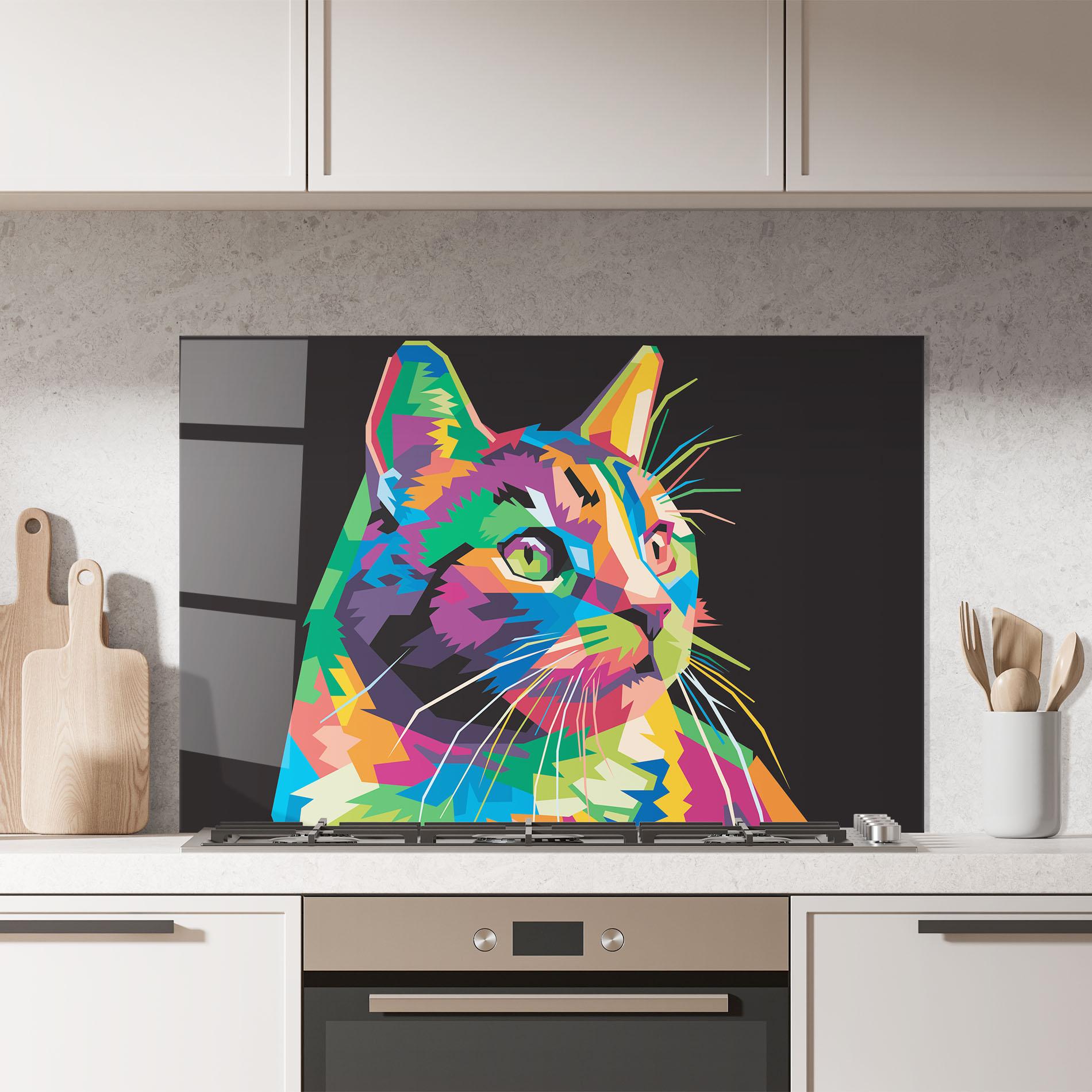 Panel Szklany do Kuchni Color Mix Cat mockup 7