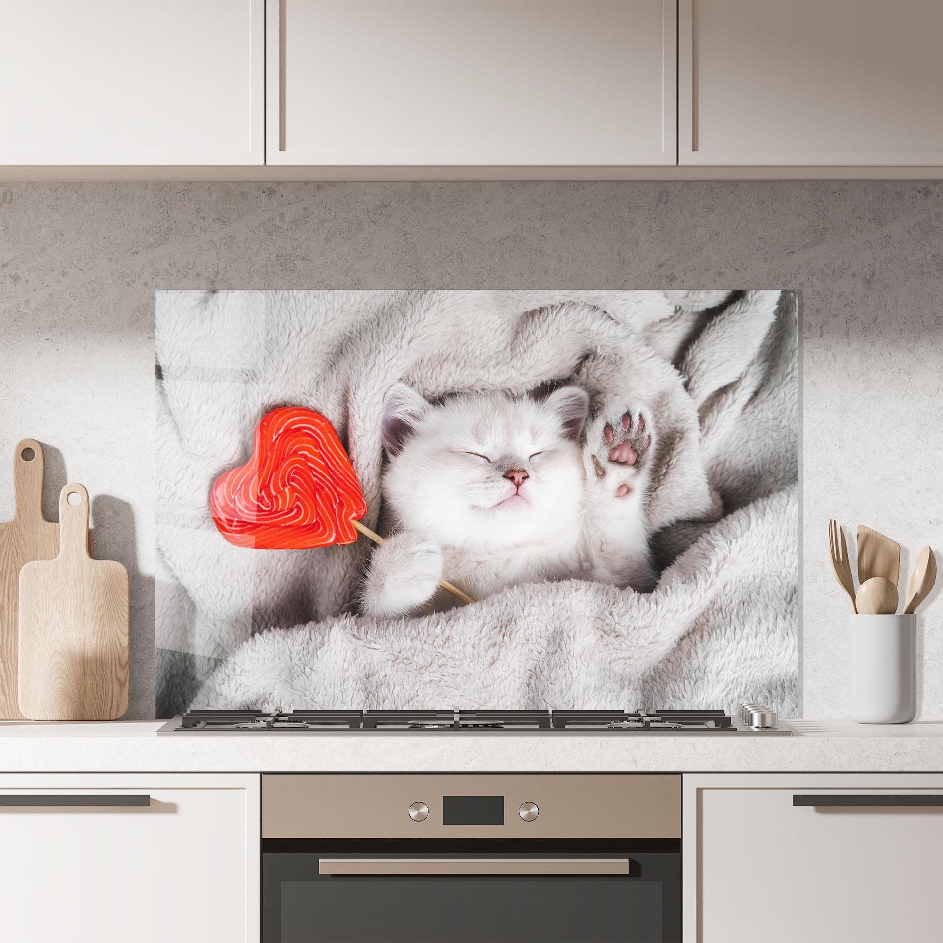 Panel Szklany do Kuchni Small White Kitten mockup 7